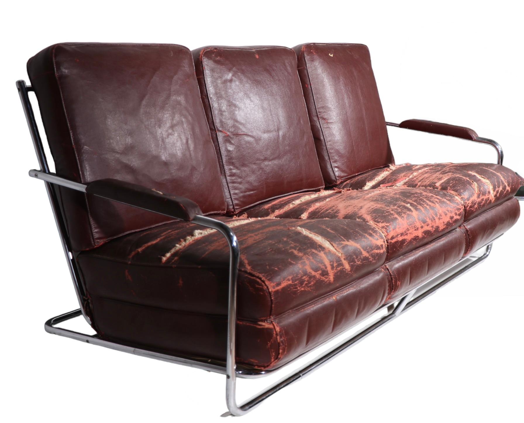 Art Deco Machine Age Sofa Entworfen von Gilbert Rohde für Troy Sunshade Company im Angebot 3