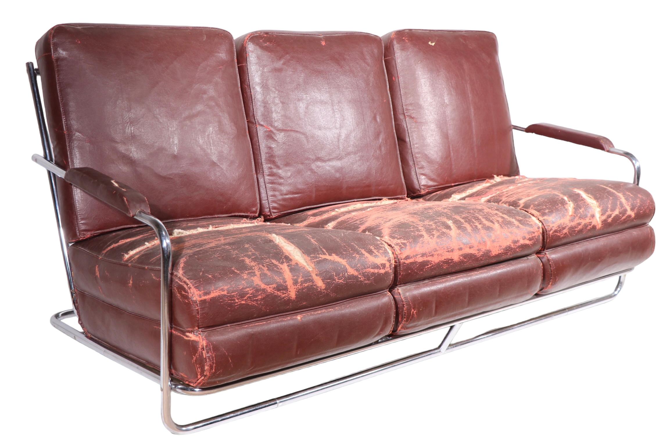 Art Deco Machine Age Sofa Entworfen von Gilbert Rohde für Troy Sunshade Company im Angebot 4