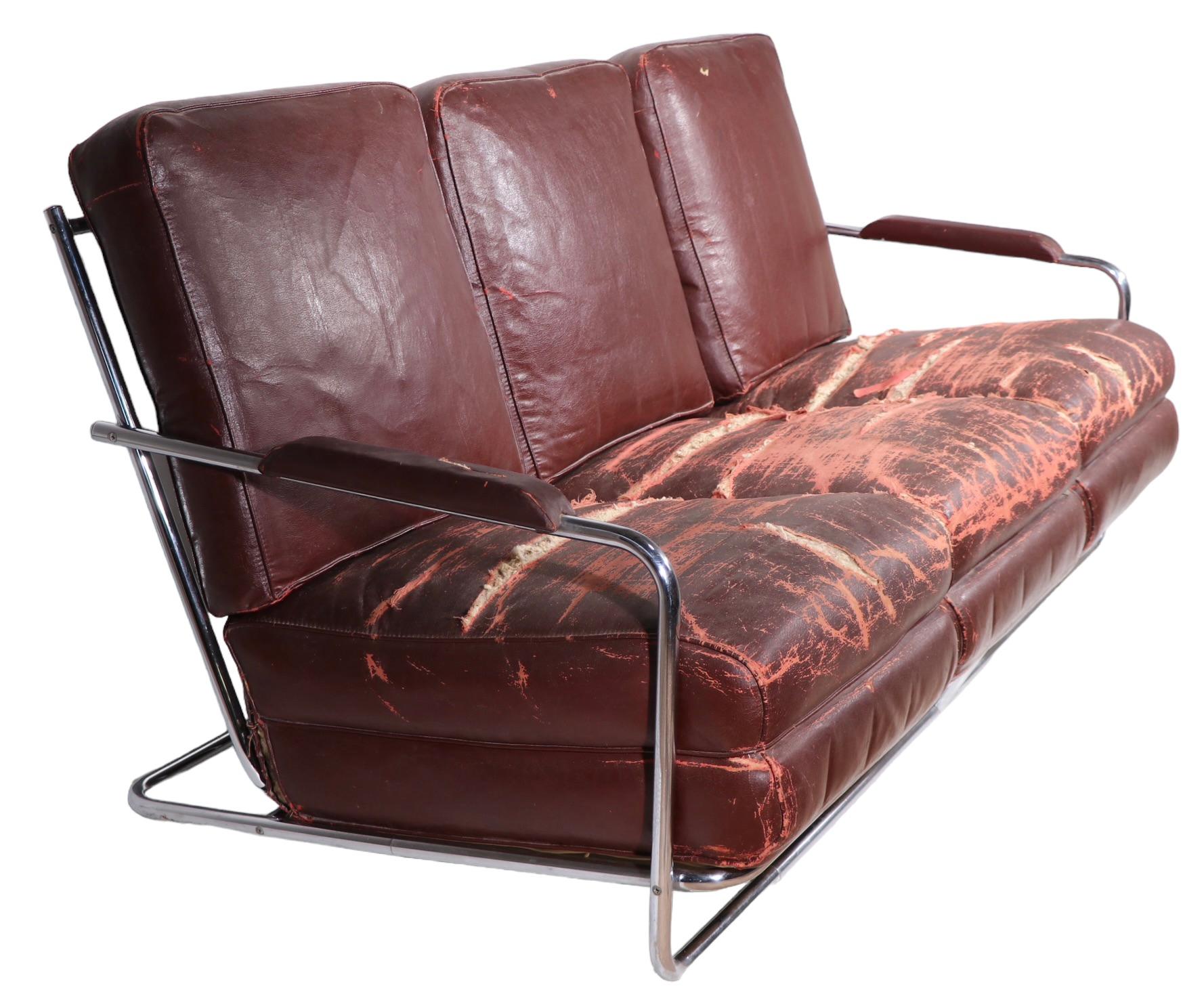 Canapé Art Déco Machine Age Designé par Gilbert Rohde pour Troy Sunshade Company en vente 5