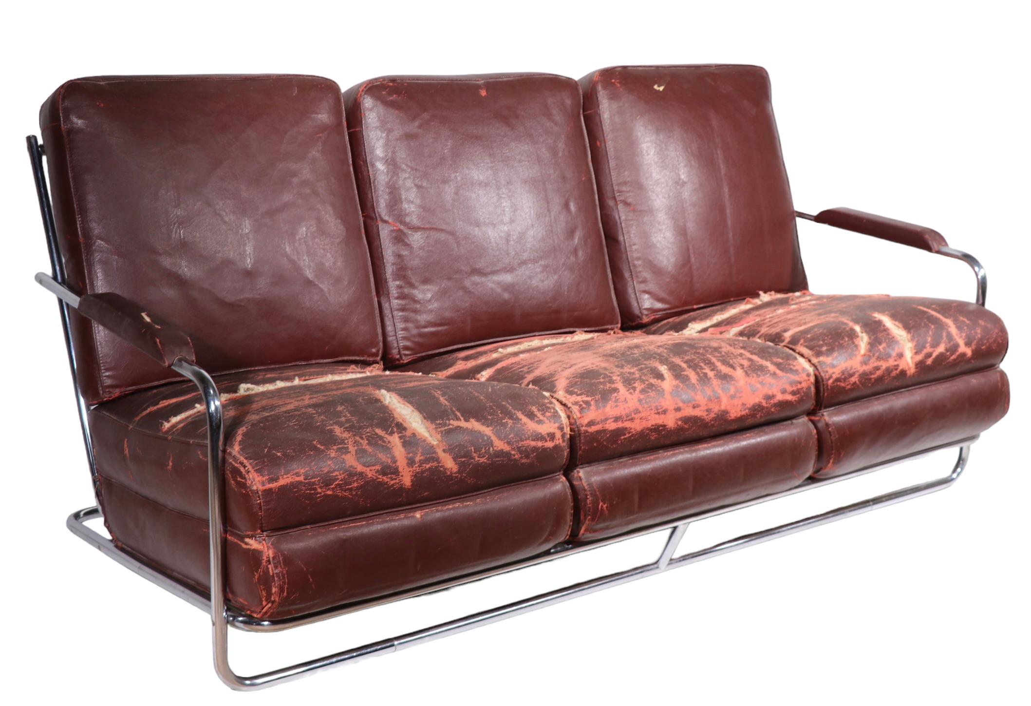 Canapé Art Déco Machine Age Designé par Gilbert Rohde pour Troy Sunshade Company en vente 6