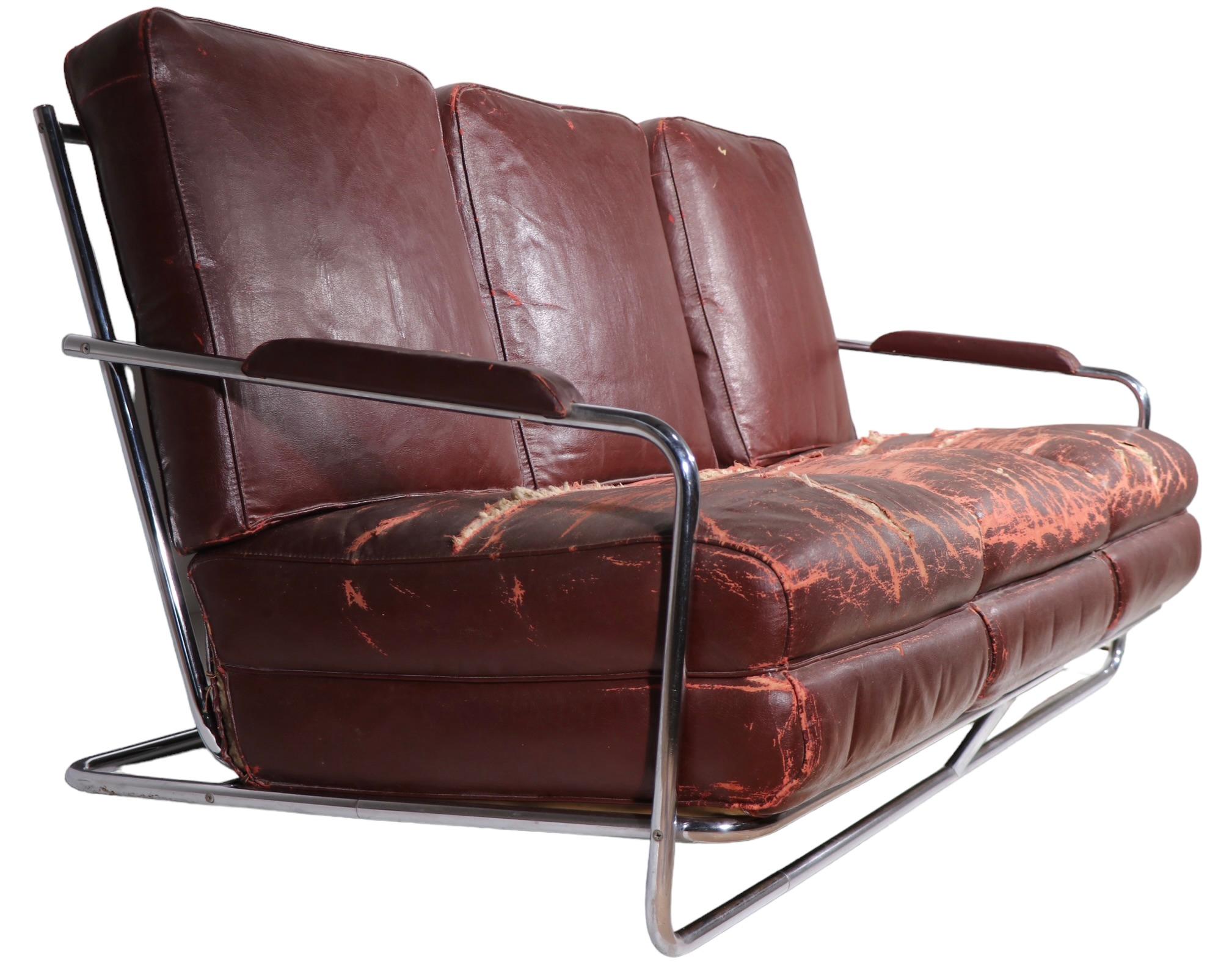 Art Deco Machine Age Sofa Entworfen von Gilbert Rohde für Troy Sunshade Company im Angebot 7