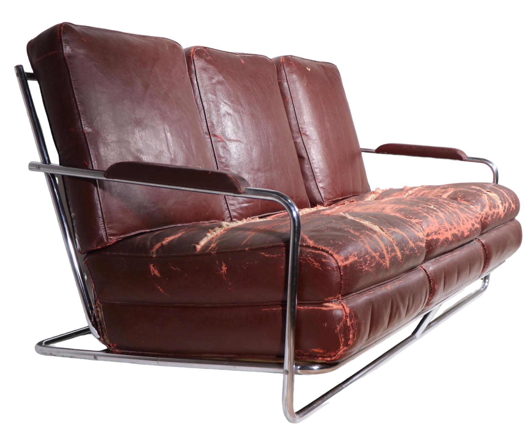 Art Deco Machine Age Sofa Entworfen von Gilbert Rohde für Troy Sunshade Company im Angebot 8