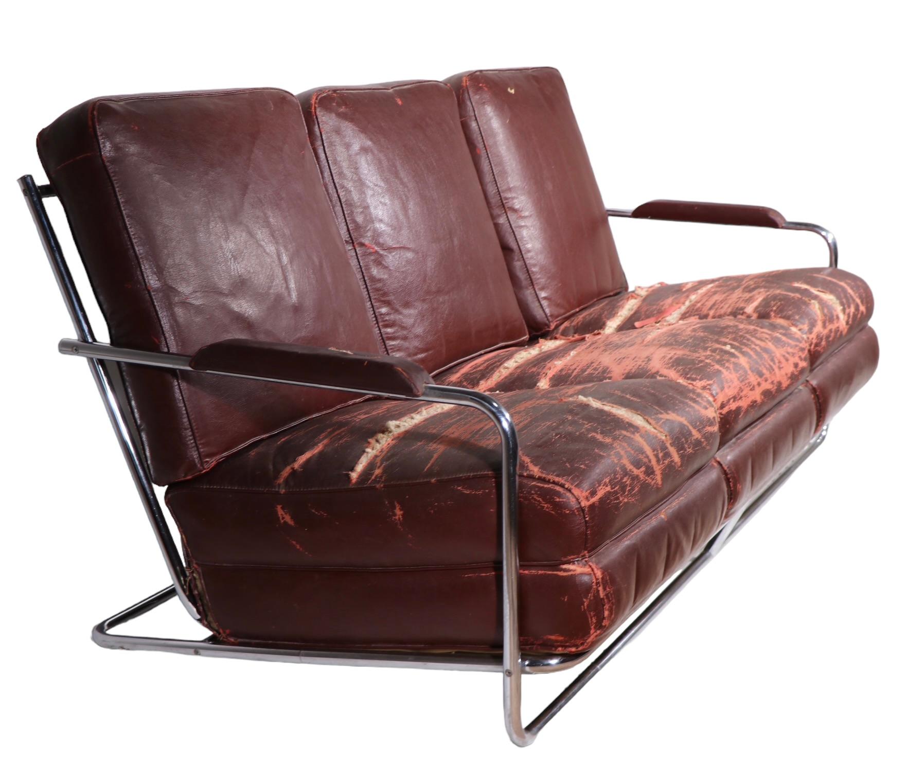 Art Deco Machine Age Sofa Entworfen von Gilbert Rohde für Troy Sunshade Company im Angebot 9