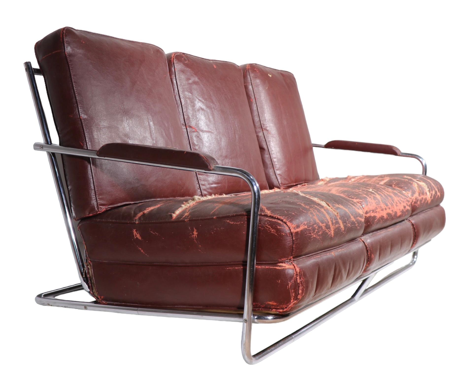 Art Deco Machine Age Sofa Entworfen von Gilbert Rohde für Troy Sunshade Company im Angebot 10