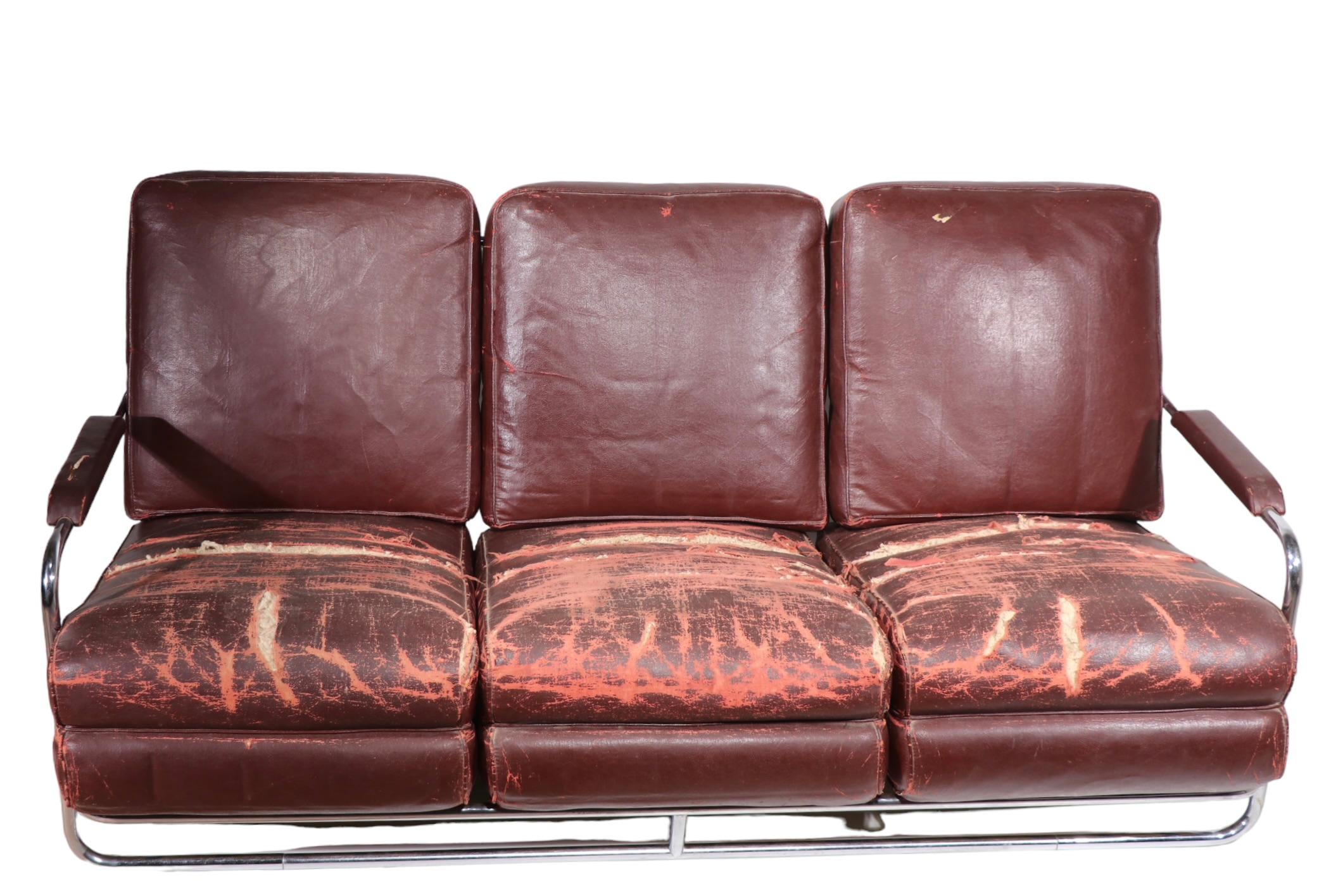 Art Deco Machine Age Sofa Entworfen von Gilbert Rohde für Troy Sunshade Company im Angebot 11