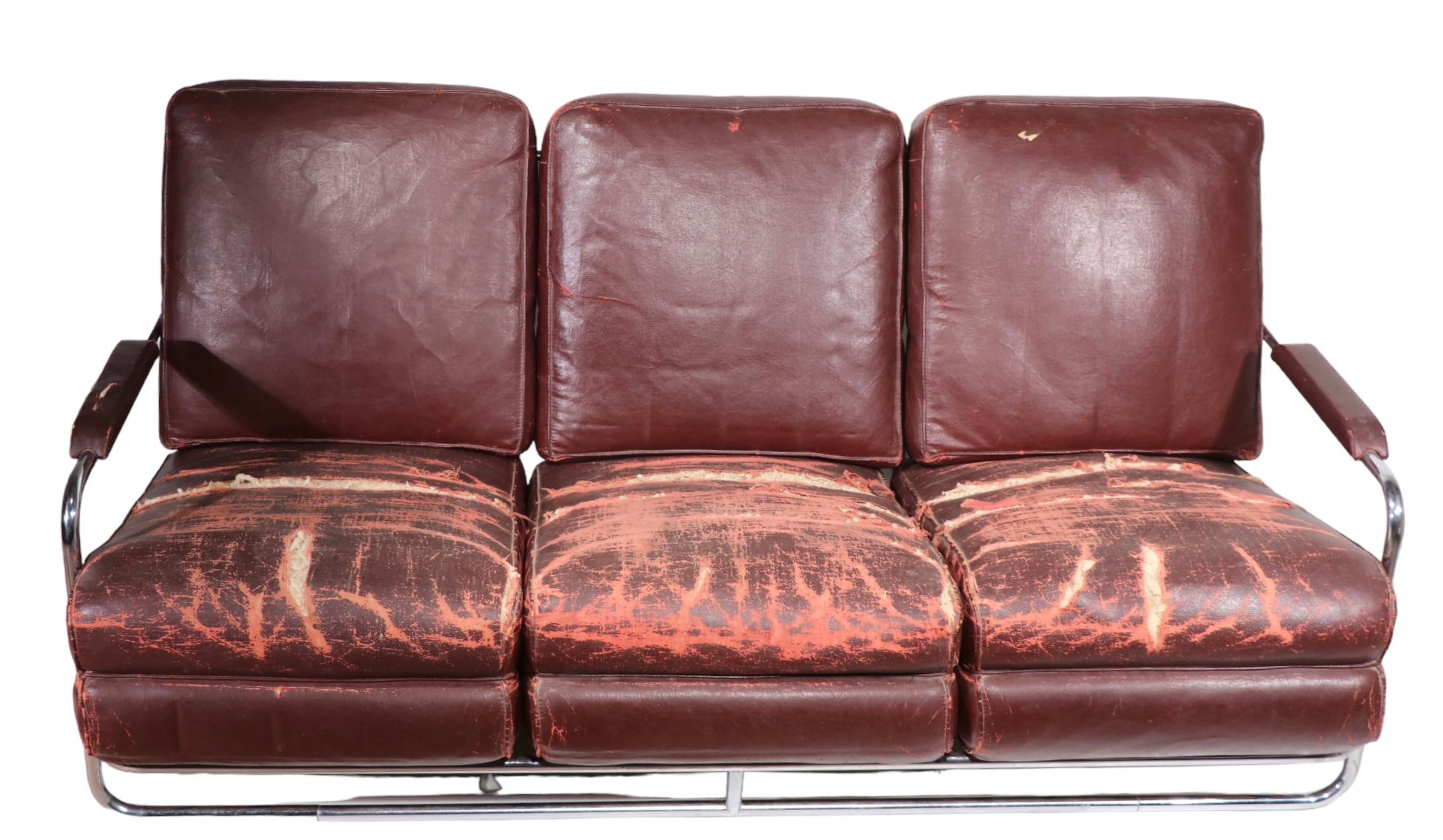 Art Deco Machine Age Sofa Entworfen von Gilbert Rohde für Troy Sunshade Company im Angebot 13