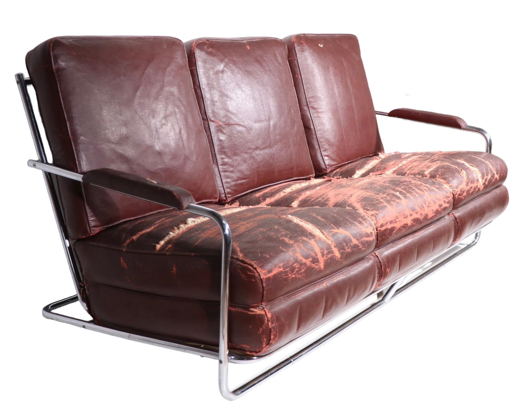 Art Deco Machine Age Sofa Designed by Gilbert Rohde for Troy Sunshade Company For Sale 3