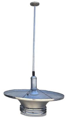 Art Deco Machine Age Spun Aluminum 30.5" 4 Ring Pendant Light, 5 Available