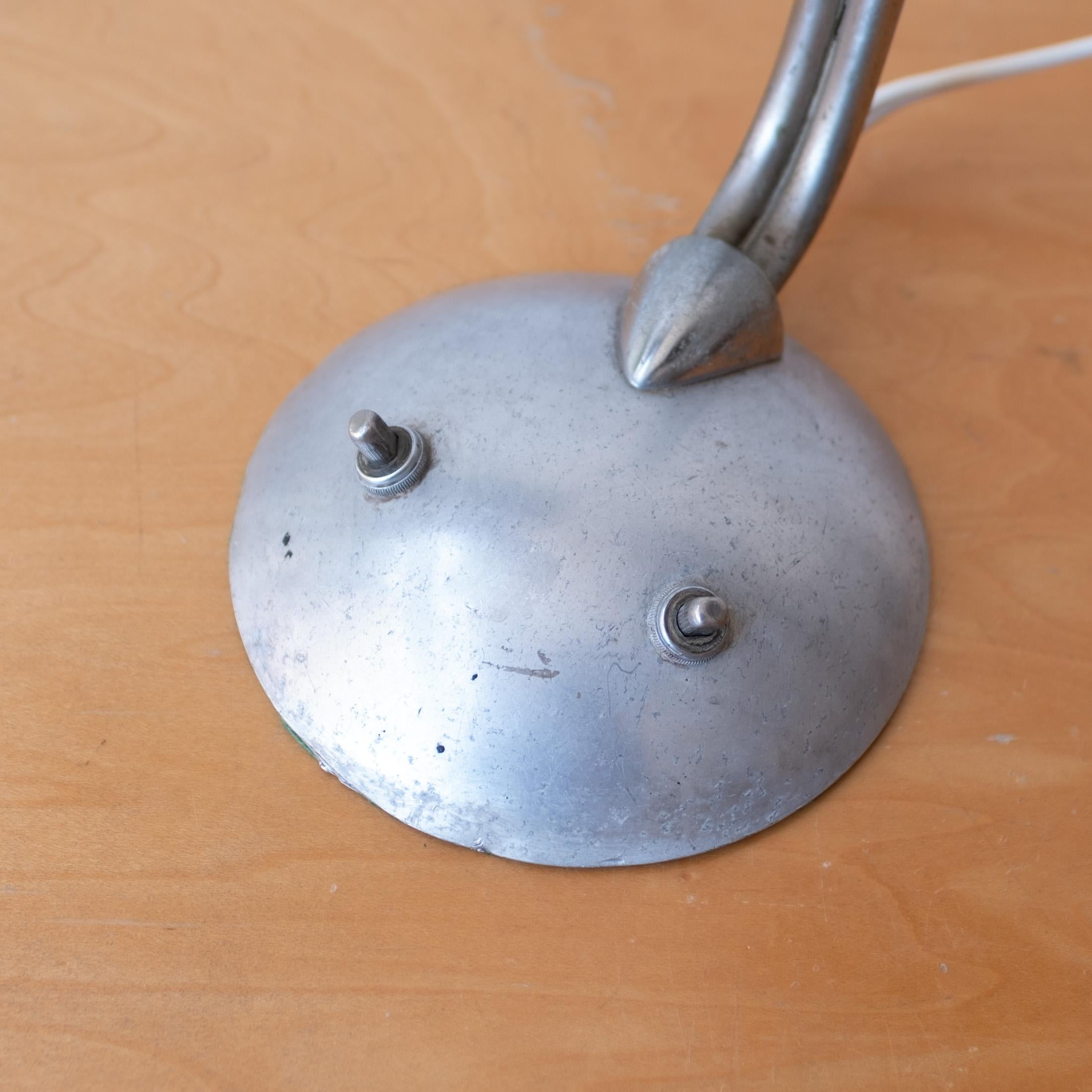 Art Deco Machine Age Spun Aluminum Dual Bullet Desk Lamp 1940s For Sale 1