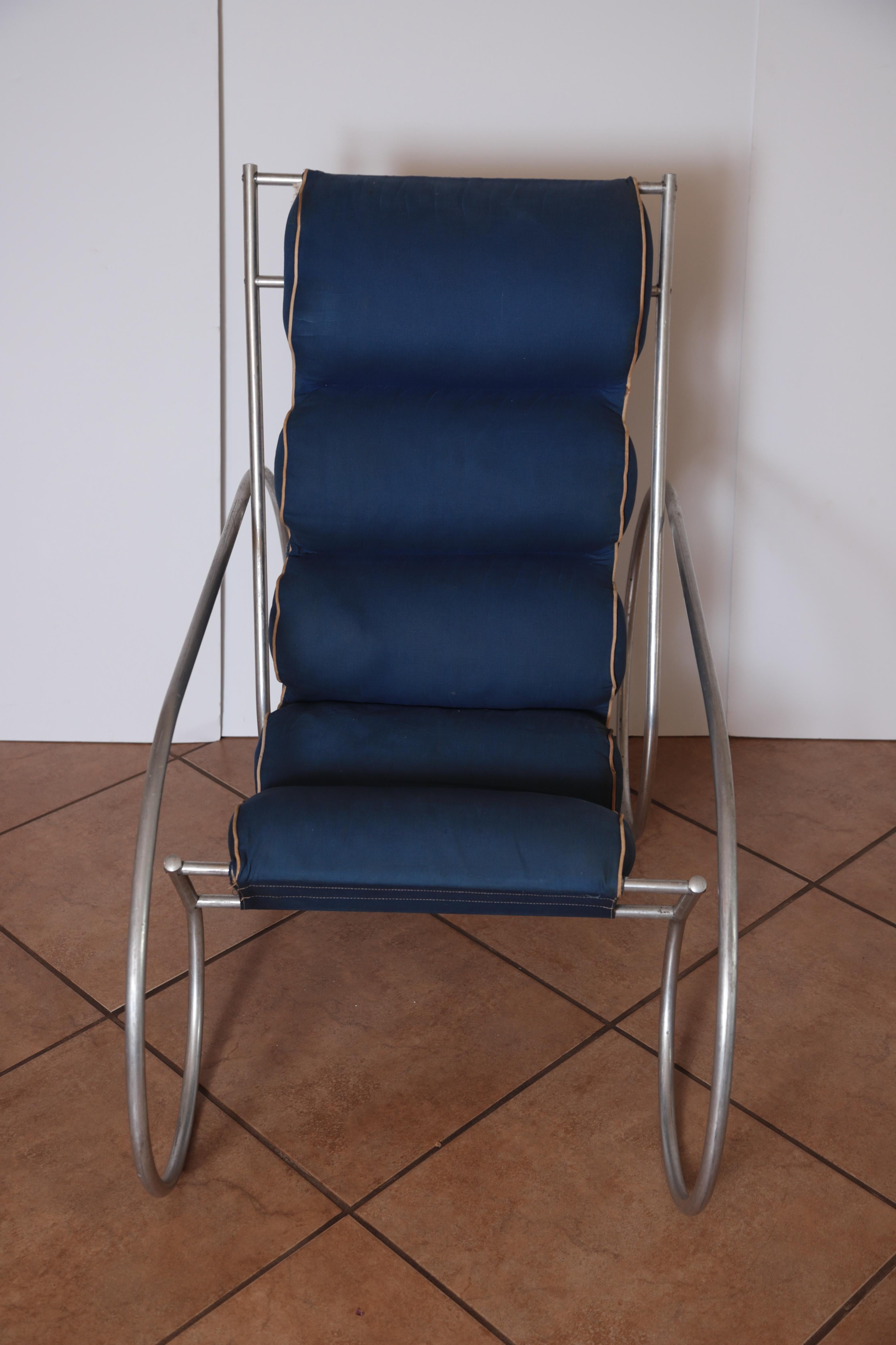 Art Deco Machine Age Streamline Indoor / Outdoor Tubular Aluminum Lounge Chair For Sale 5