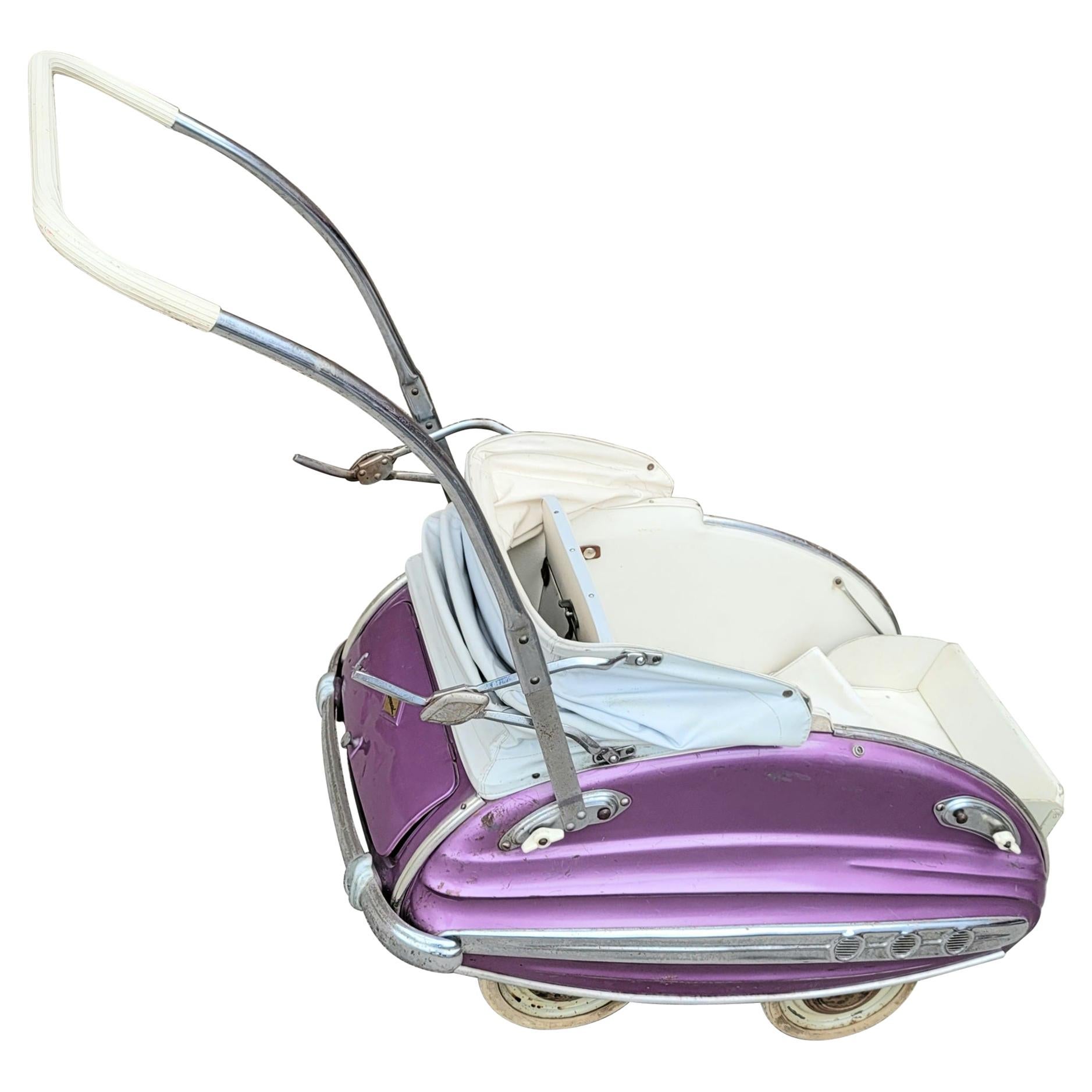 Perambulator / Baby Stroller by Luxe - Art Deco Machine Age Streamline Chrome  For Sale