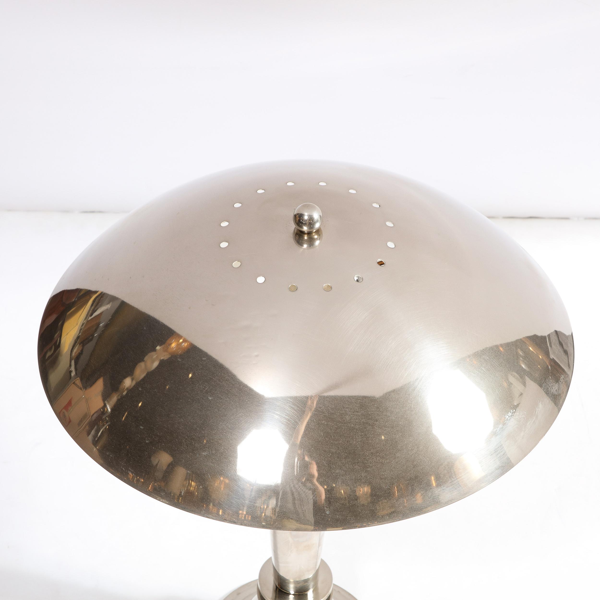 Art Deco Machine Age Streamlined Banded Table Lamp in Polished Chrome  4