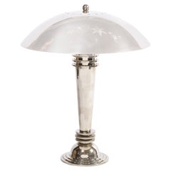 Lampe à poser Art Déco Machine Age à bandeau profilé en chrome poli