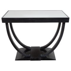 Art Deco Machine Age Streamlined Ebonized Walnut and Mirror Side/End Table