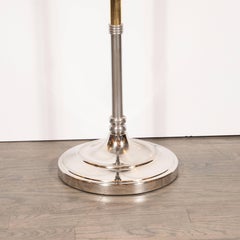 Art Deco Machine Age Streamlined Torchère in Chrome, Brass and Brushed Aluminum