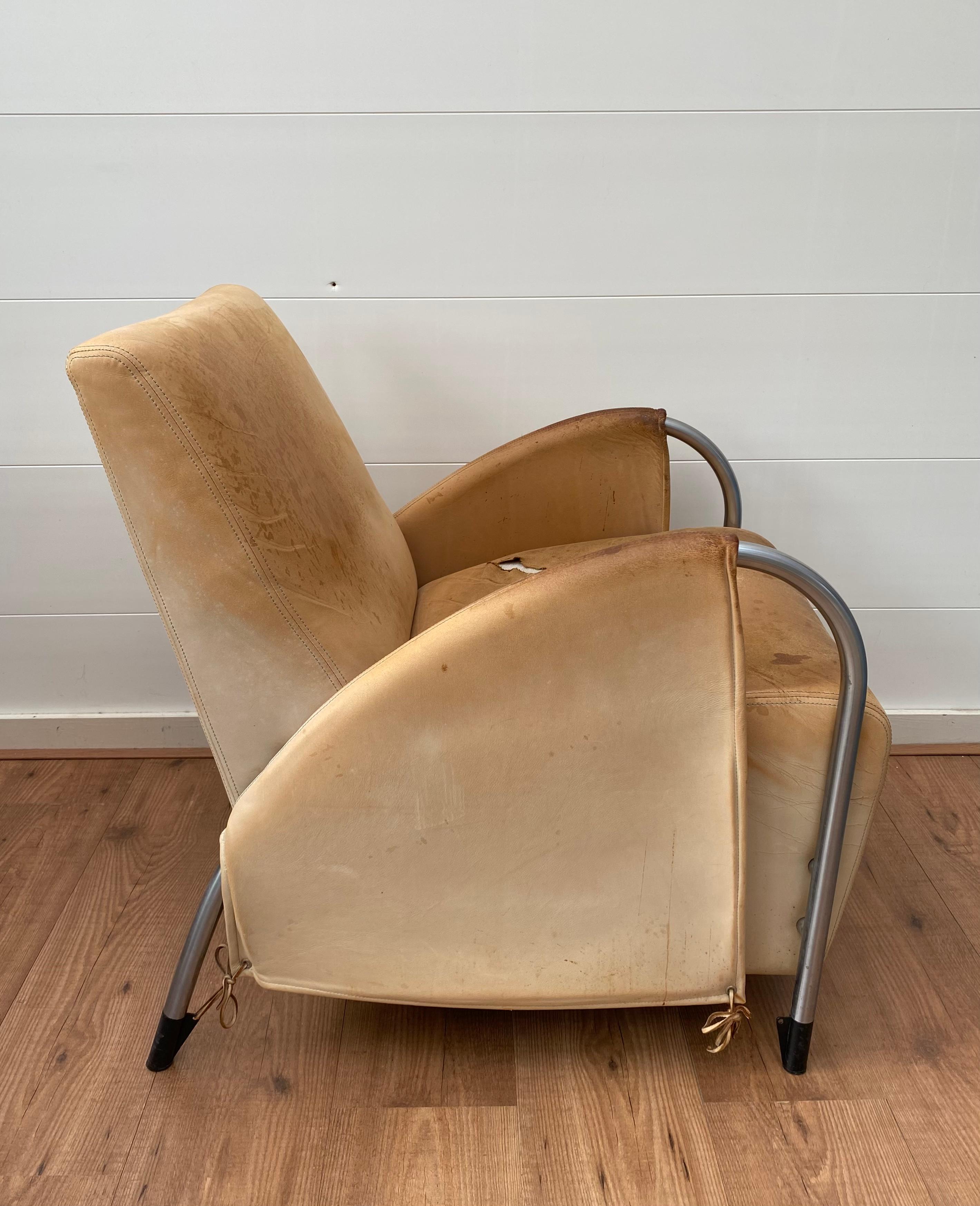 Art Deco, Machine Age Style Armchairs by Jan des Bouvrie for Gelderland For Sale 1