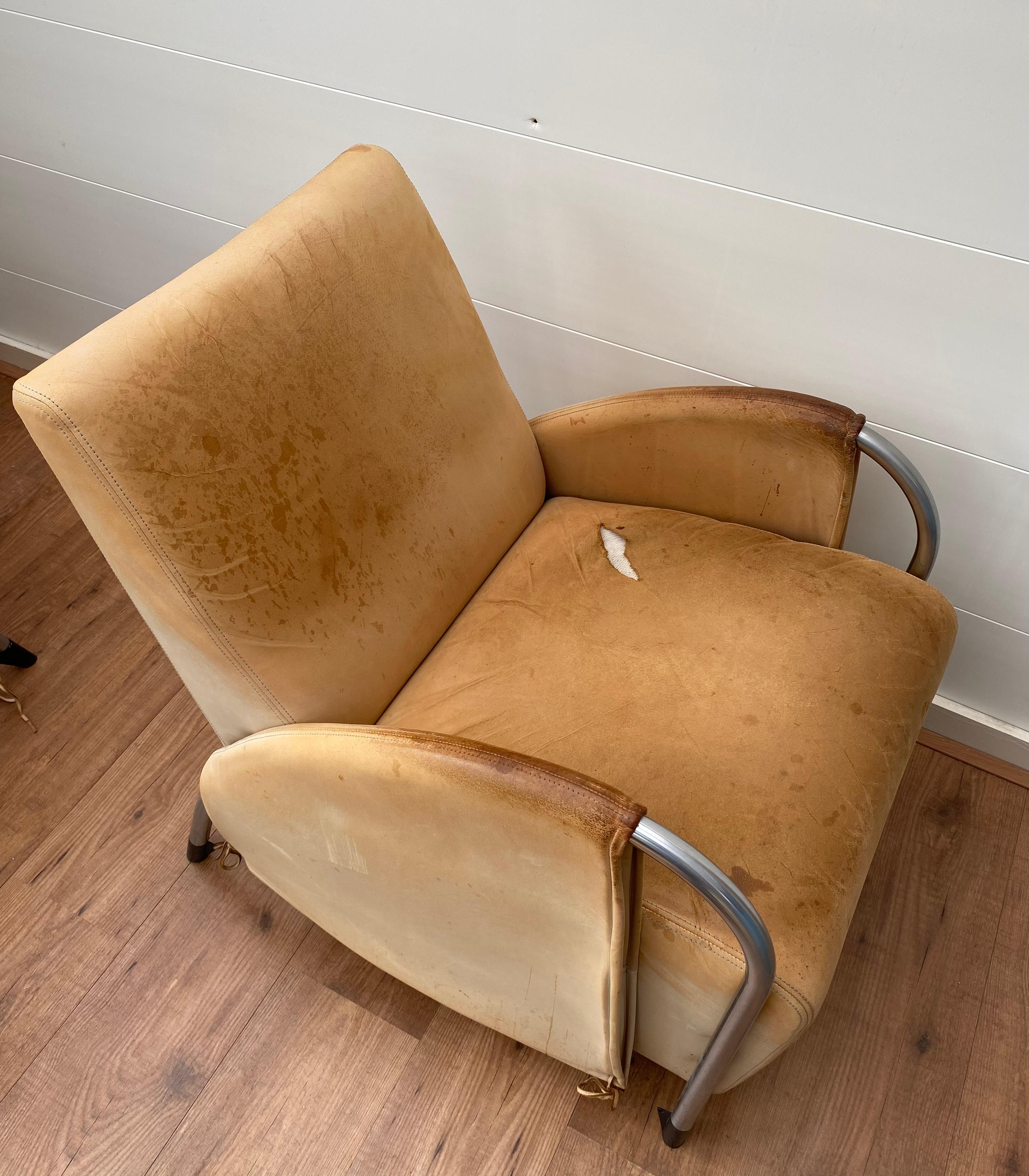Art Deco, Machine Age Stil Sessel von Jan des Bouvrie für Gelderland (Metall) im Angebot