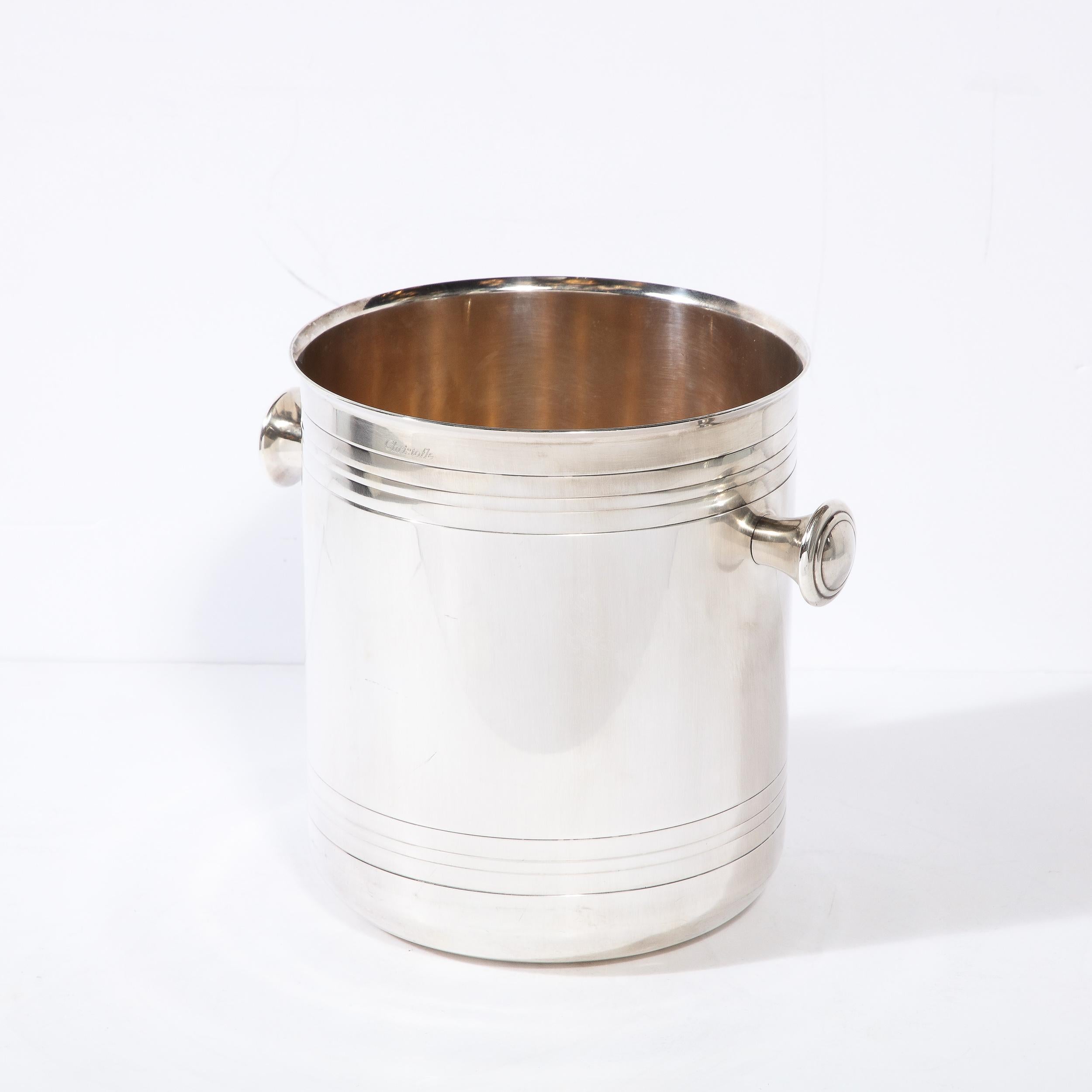 Art Deco Machine Age Style Christofle Silver Plate Ice/Champagne Bucket In Excellent Condition In New York, NY