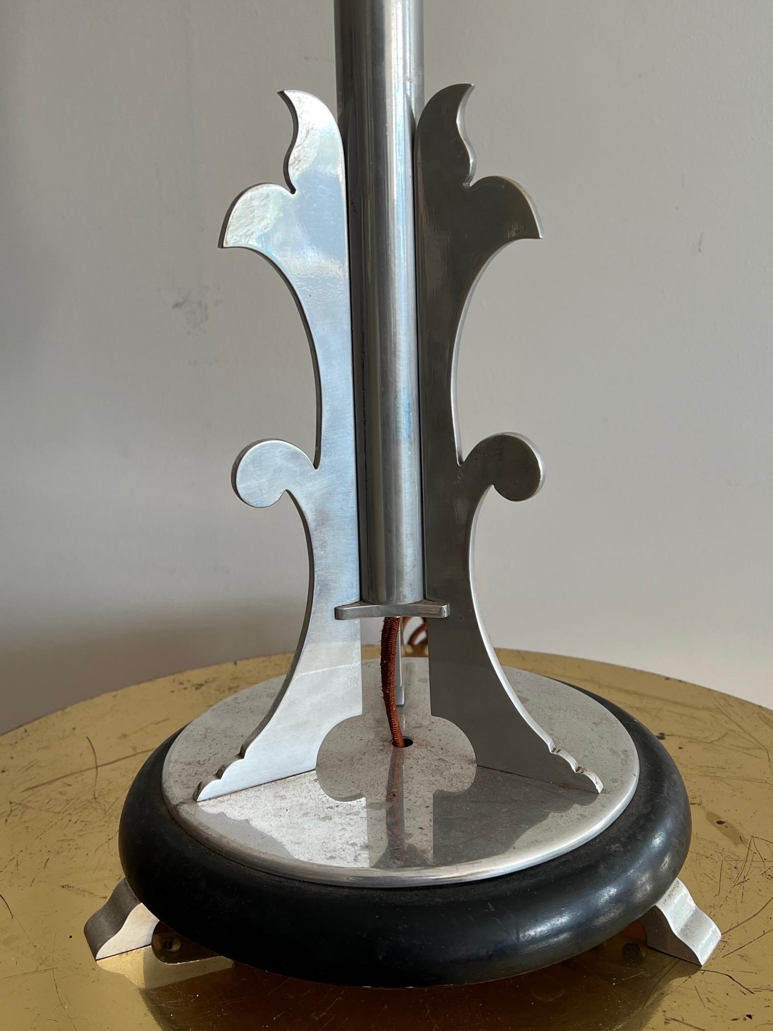 Aluminum Art Deco Machine Age Table Lamp For Sale