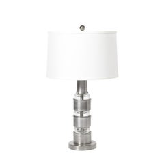 Art-Déco-Tischlampen aus gebürstetem Aluminium und Glas von Russell Wright, Maschinenzeitalter