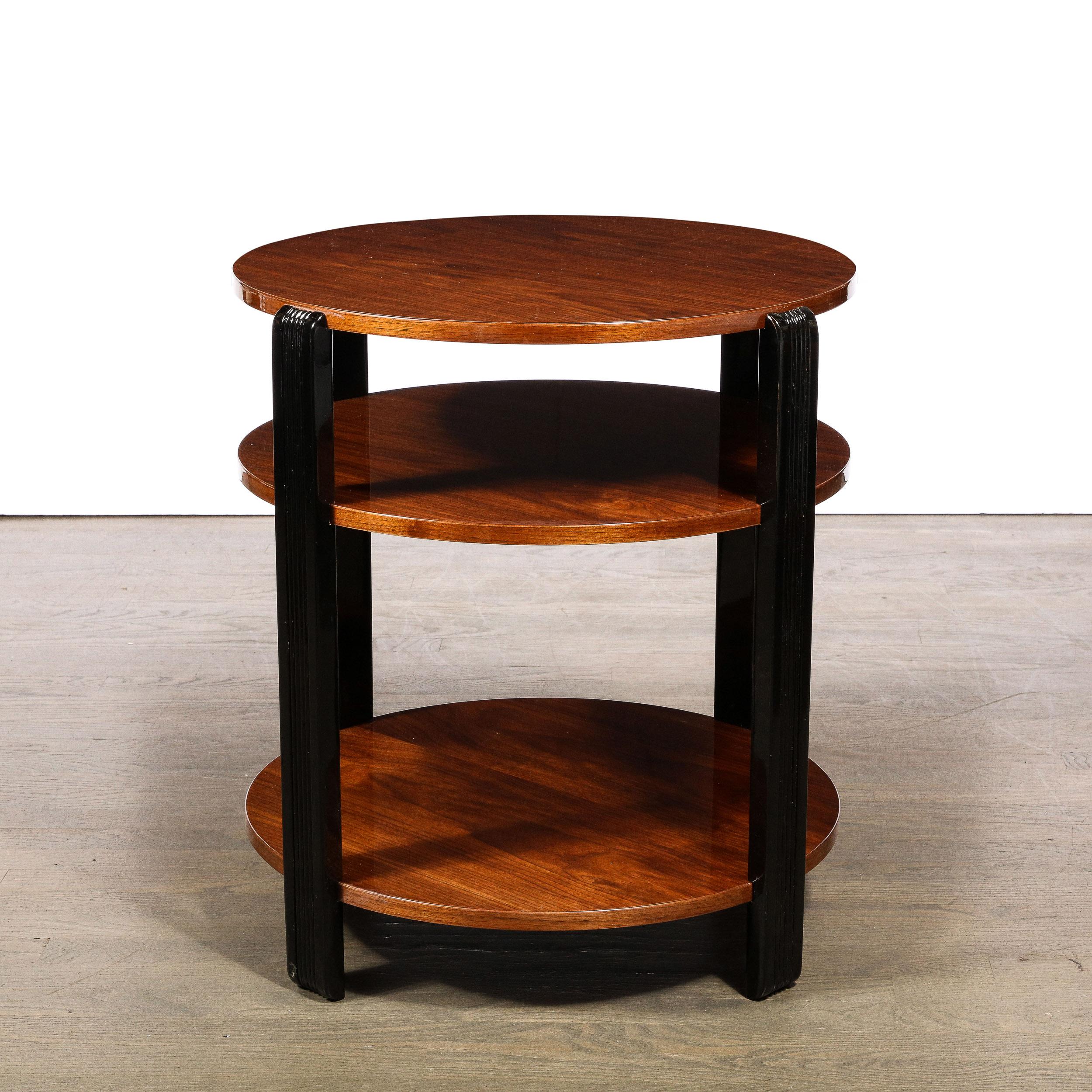 black fluted end table
