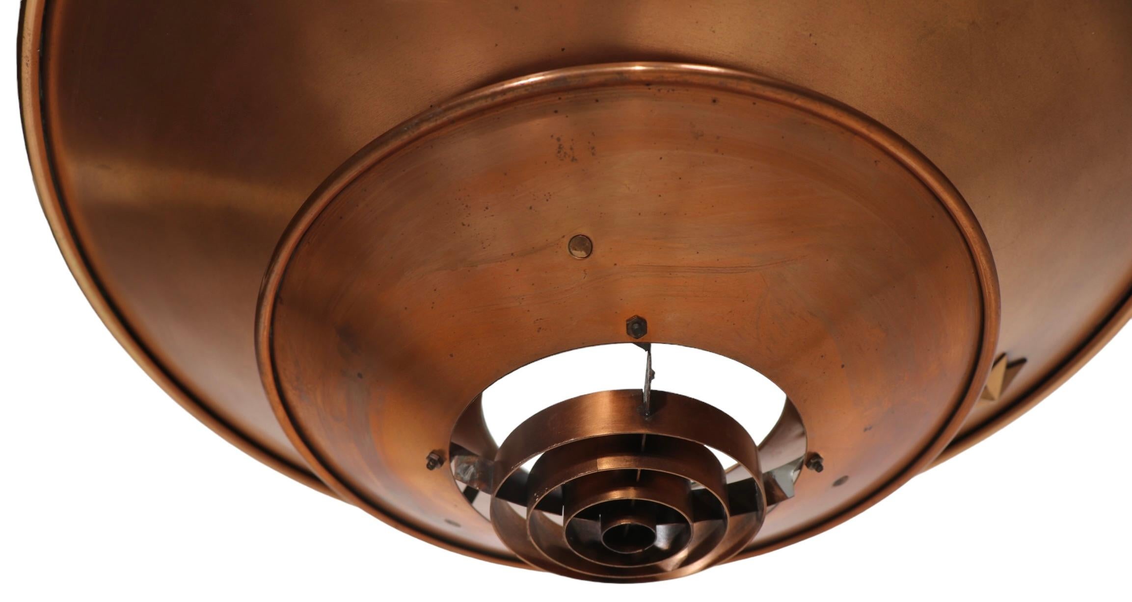 Art Deco Machine Age Tiered Disk Saucer Chandelier possibly by Von Nessen  In Good Condition For Sale In New York, NY