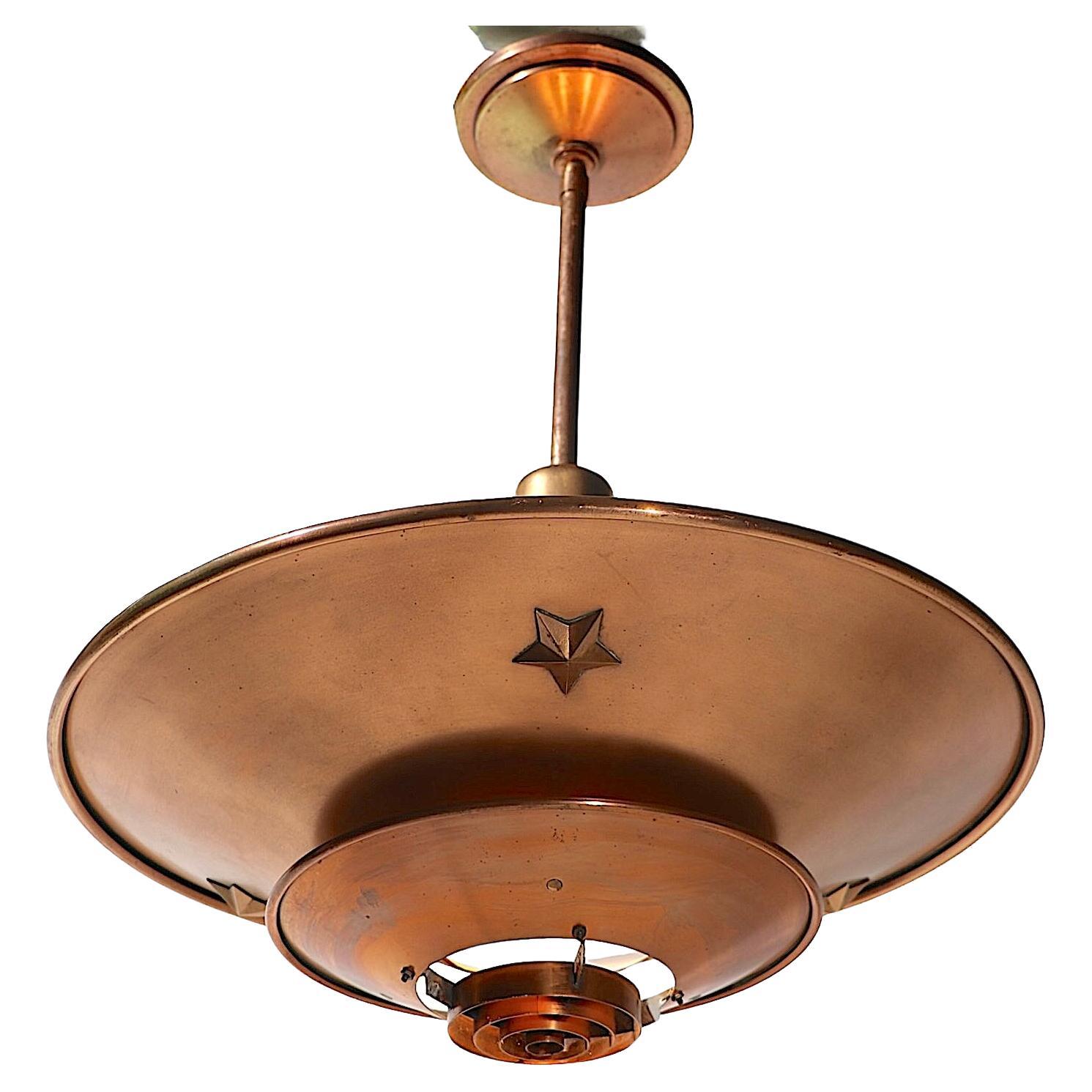 Art Deco Machine Age Tiered Disk Saucer Chandelier possibly by Von Nessen 