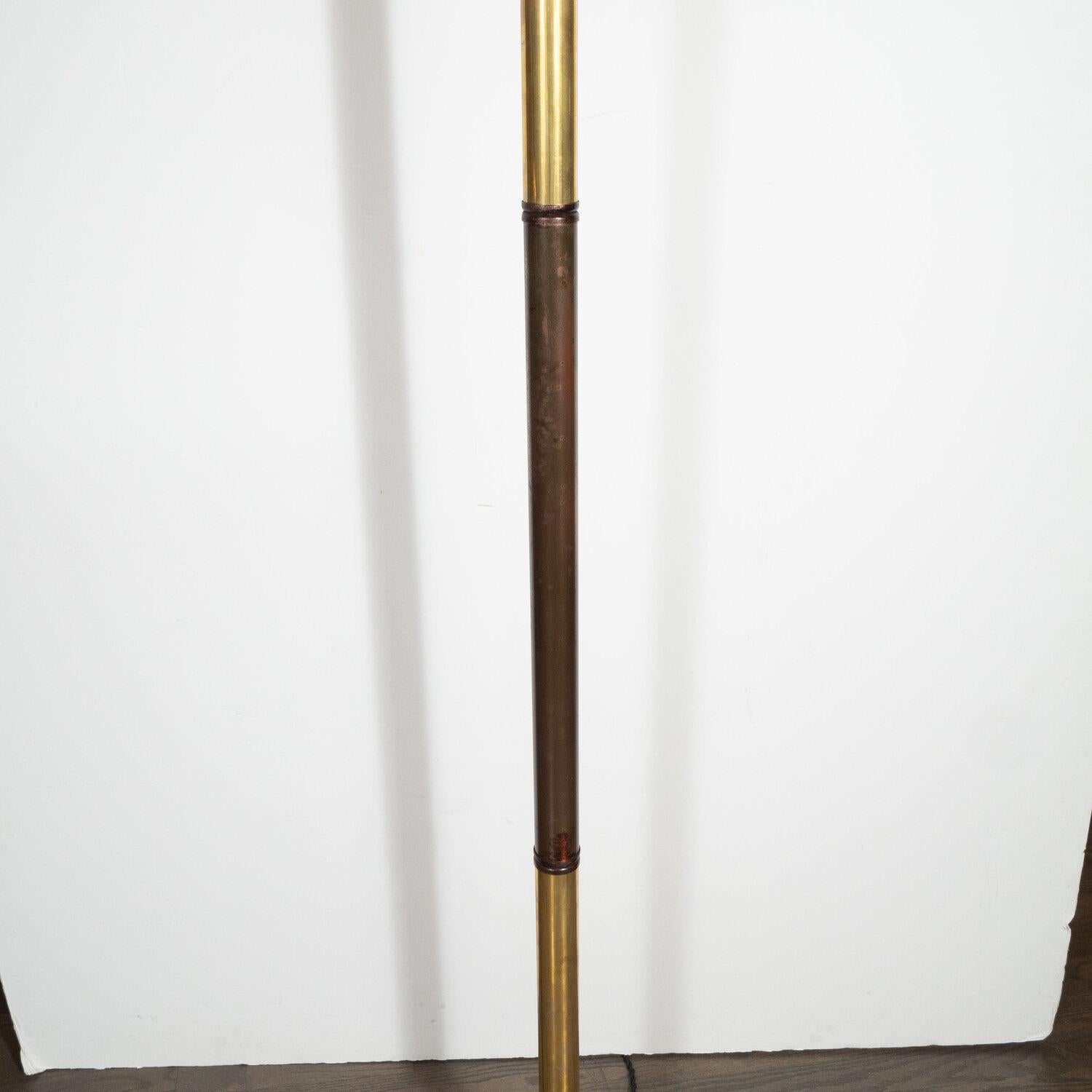 Art Deco Machine Age Torchiere in Bronze, Walnut and Brass by Russel Wright 2