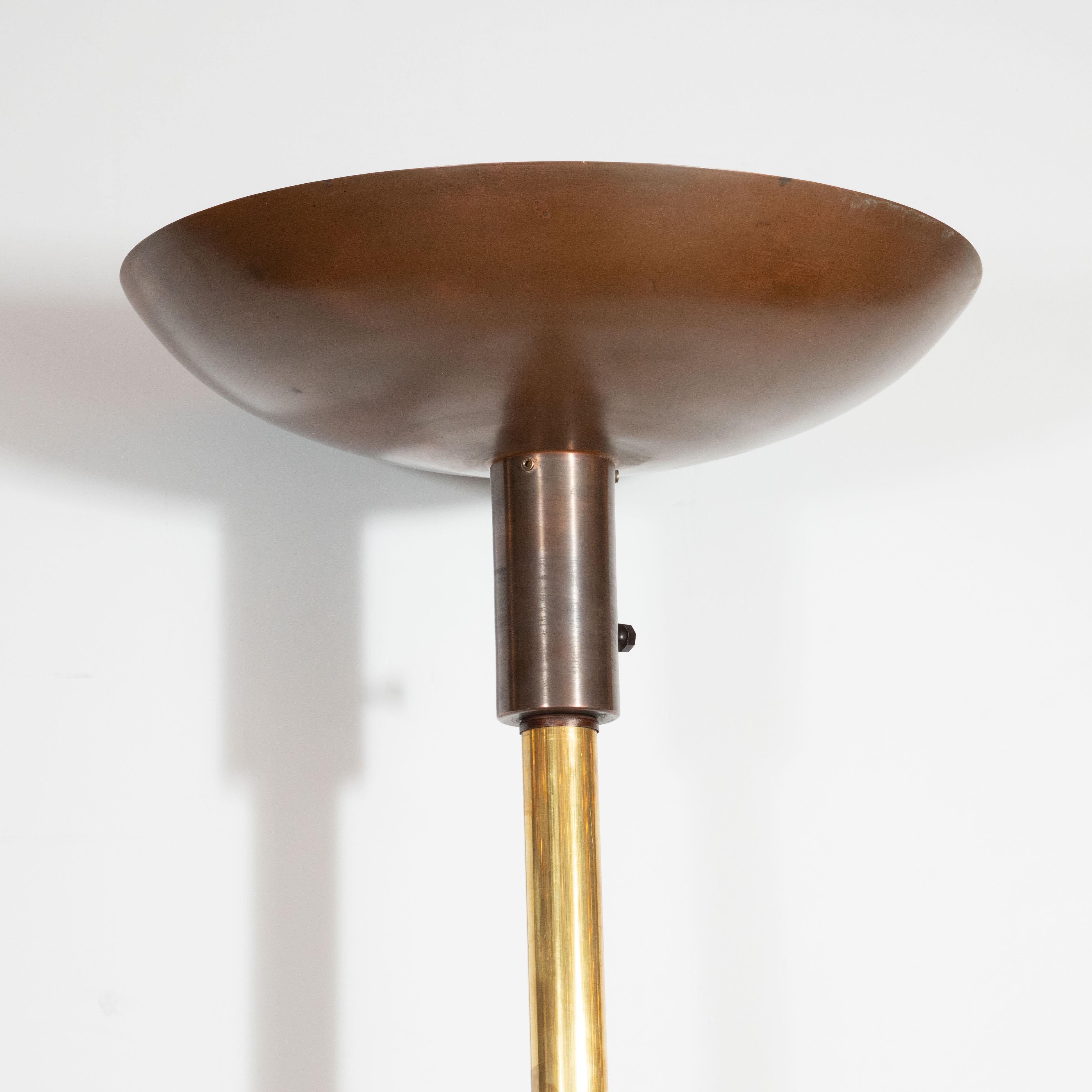 Art Deco Machine Age Torchiere in Bronze, Walnut and Brass by Russel Wright In Excellent Condition In New York, NY