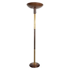 Art-Deco-Lampe aus Bronze:: Nussbaum und Messing von Russel Wright (Maschinenzeitalter)