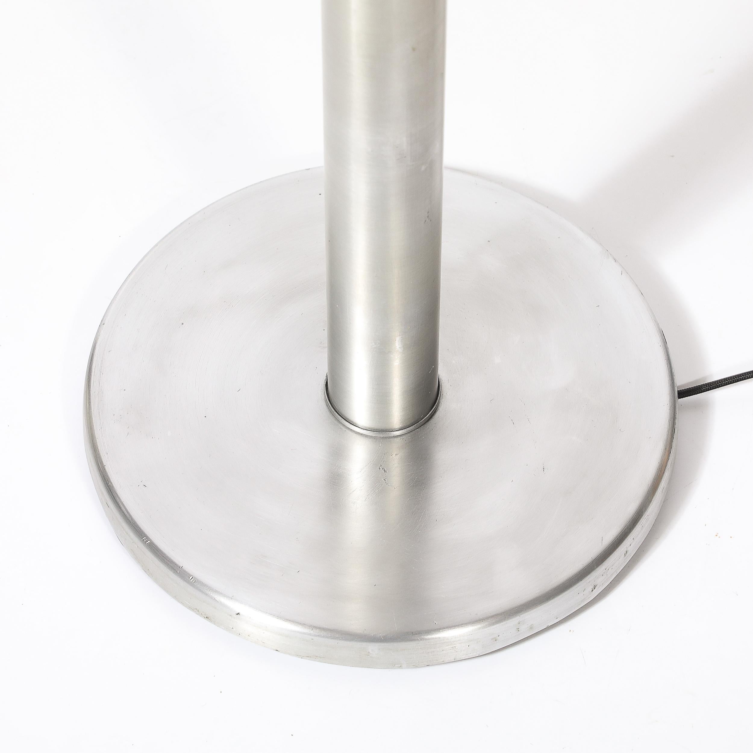 Torchère Art Déco Machine Age en aluminium brossé et verre signée Russel Wright en vente 4