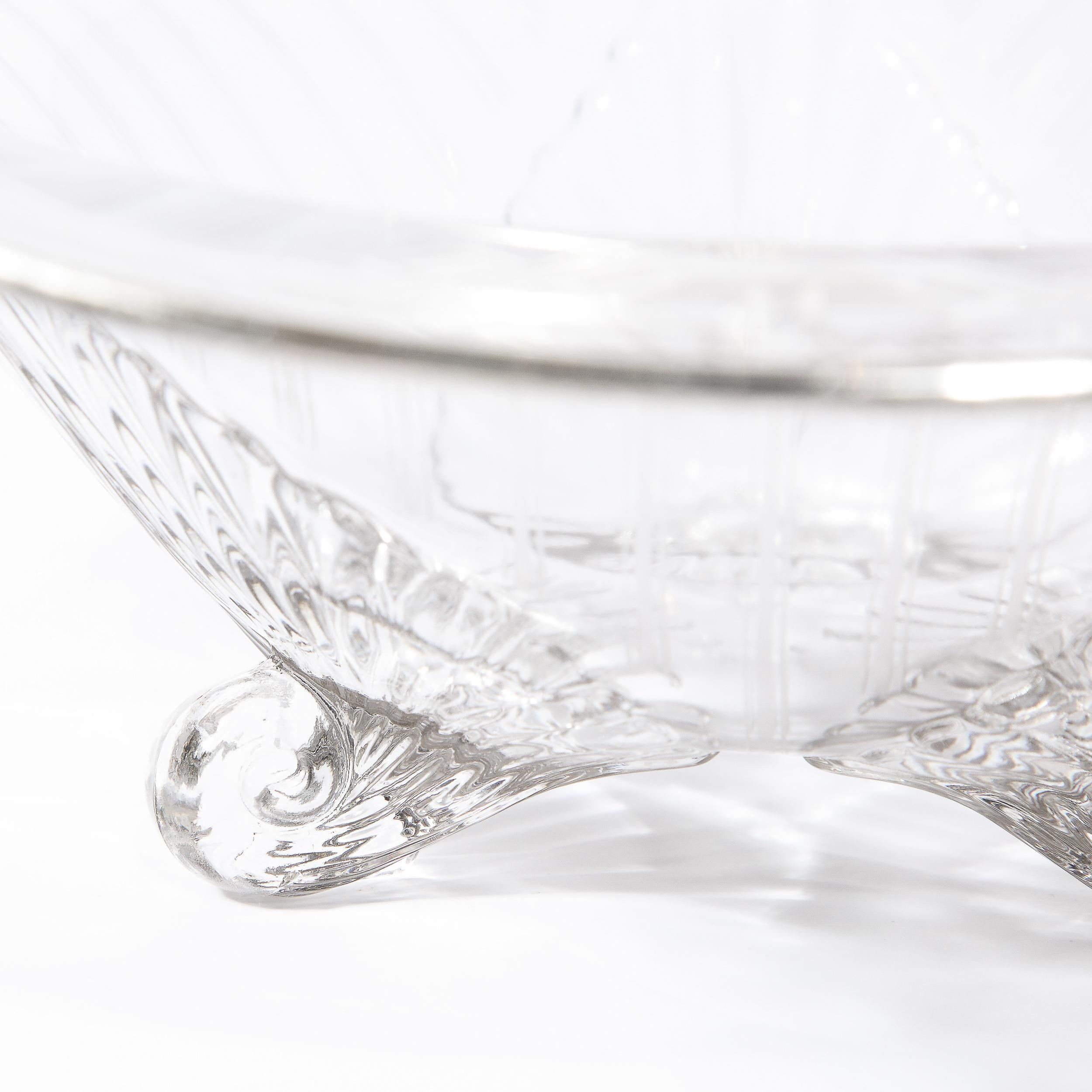 Art Deco Machine Age Translucent Glass Center Bowl with Sterling Silver Overlay For Sale 2