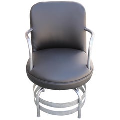 Art Deco / Machine Age Tubular Chrome Swivel Armchair
