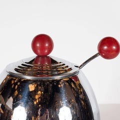 Machine Age Tureen with Skyscraper Style Lid and Orbital Cardinal Red Pulls