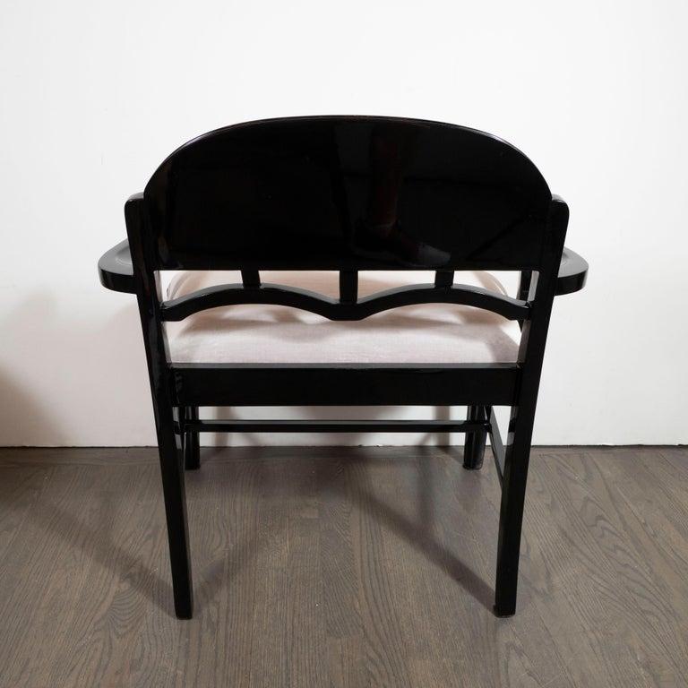 Art Deco Machine Age Walnut, Black Lacquer, Loro Piana Velvet Vanity Chair/Bench 6