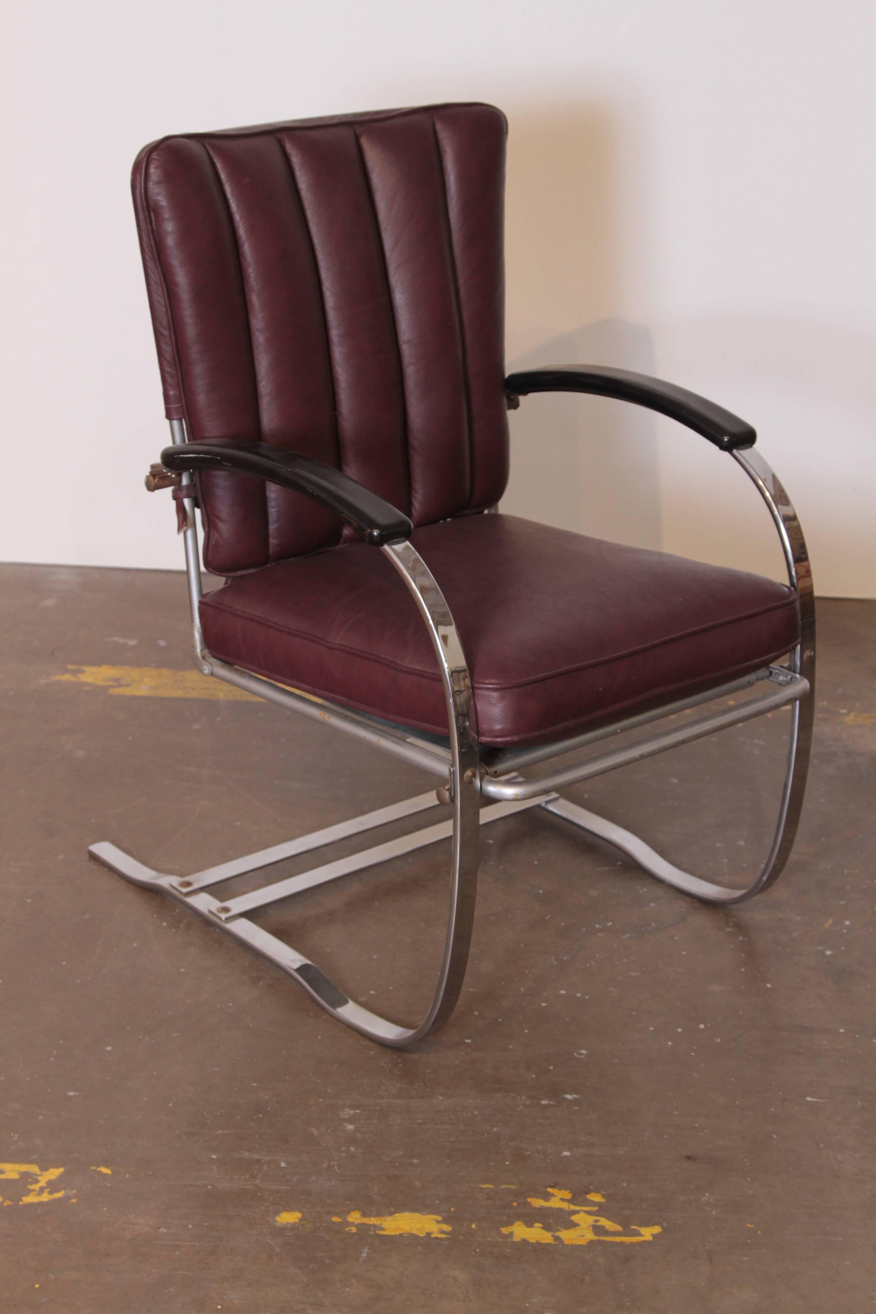 Chaise Springer en porte-à-faux Art déco de style industriel Wolfgang Hoffmann pour Howell 1