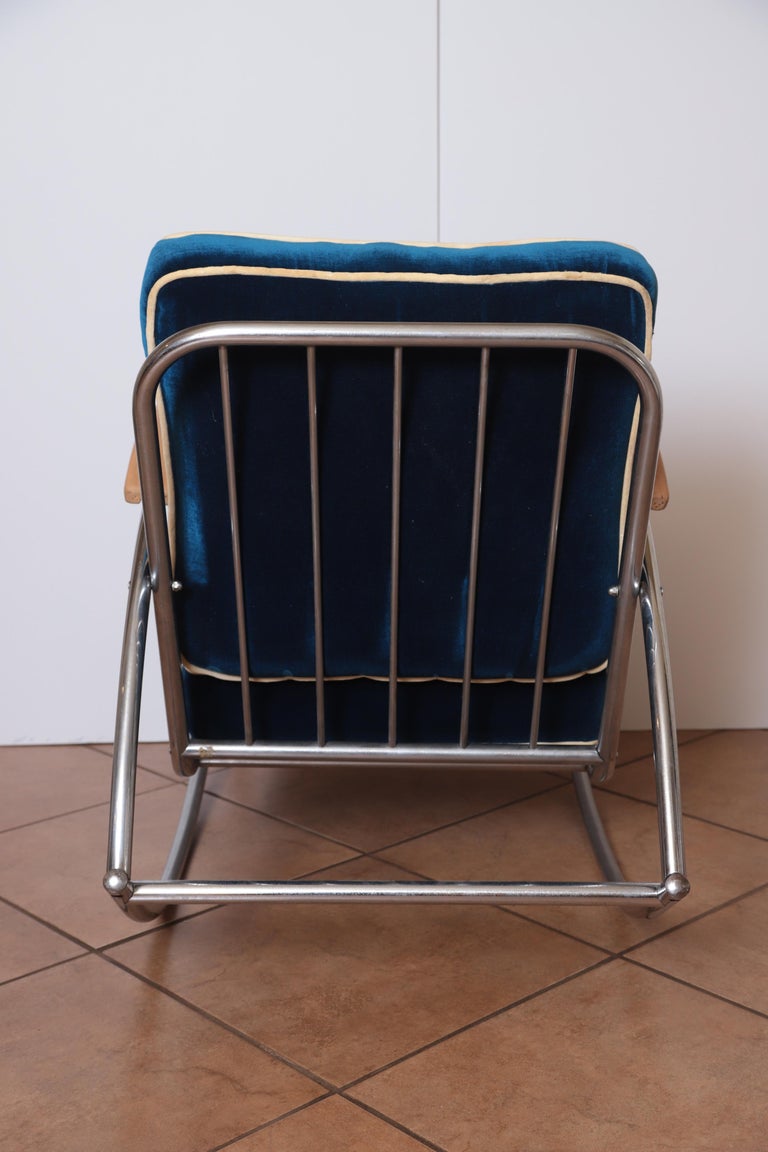 Mid-20th Century Art Deco Machine Age Wolfgang Hoffmann for Howell Rocking Chair ON SALE For Sale