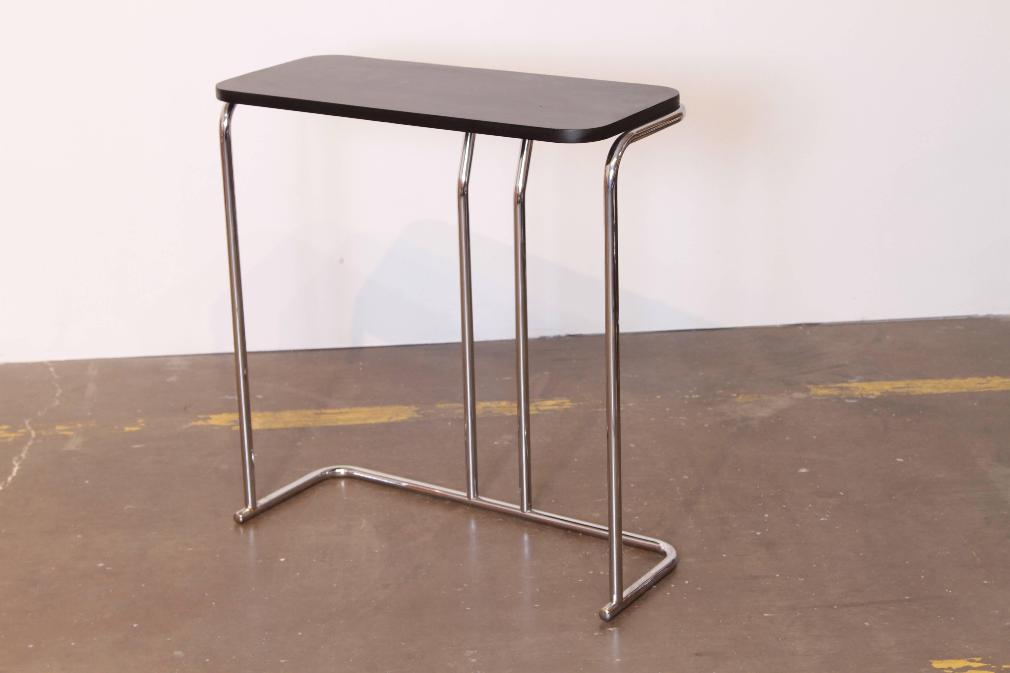 Art Deco Machine Age Wolfgang Hoffmann for Howell rare console table

Iconic and rare non - mirrored table by Hoffmann Hoffman for Howell Chromsteel Chrome Steel
Minty restored version.
Howell modern chrome steel furniture No. 479 Table, circa