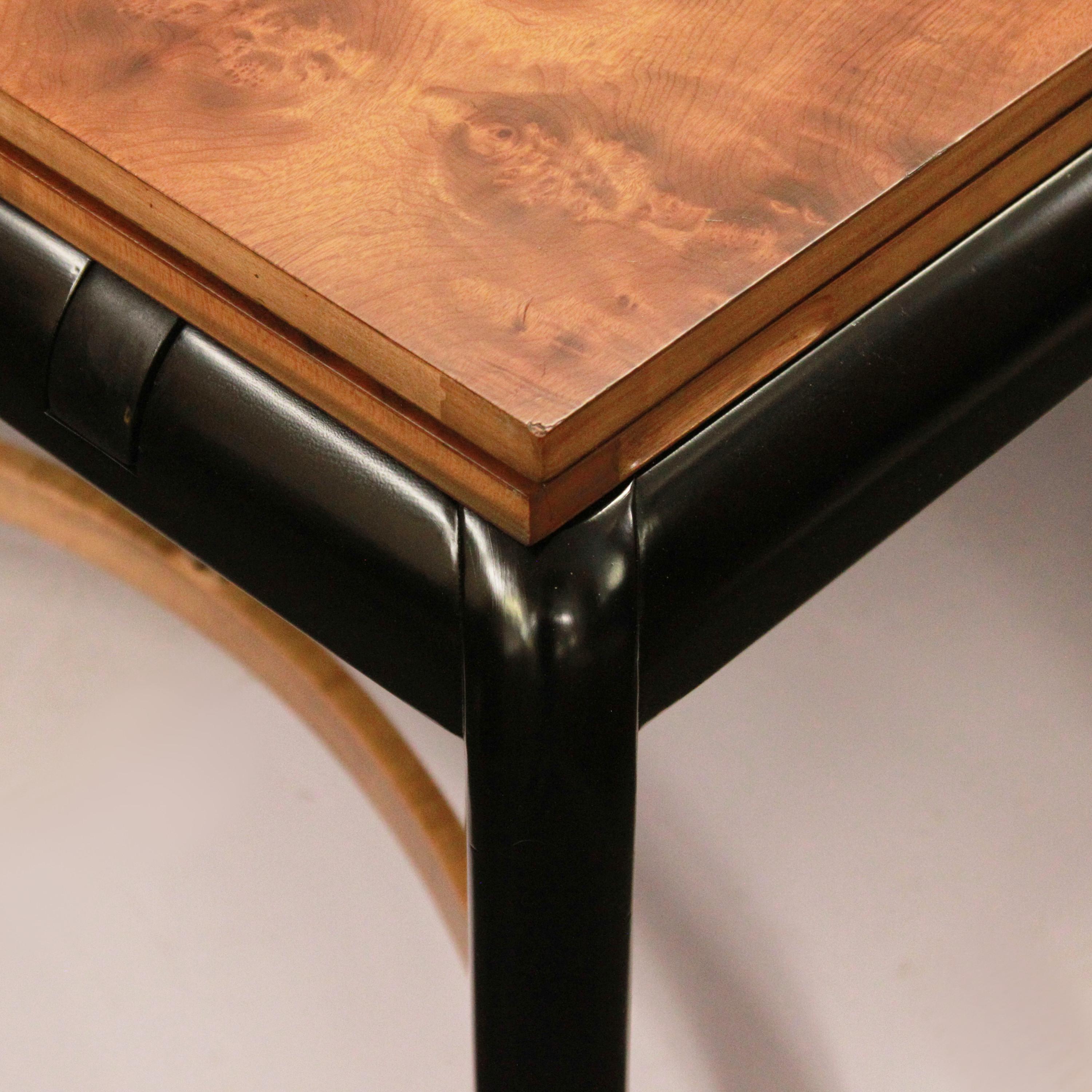 Ausziehbarer Esstisch aus Karpaten Ulme im Art déco-Stil von Donald Deskey, Maschinen im Angebot 5