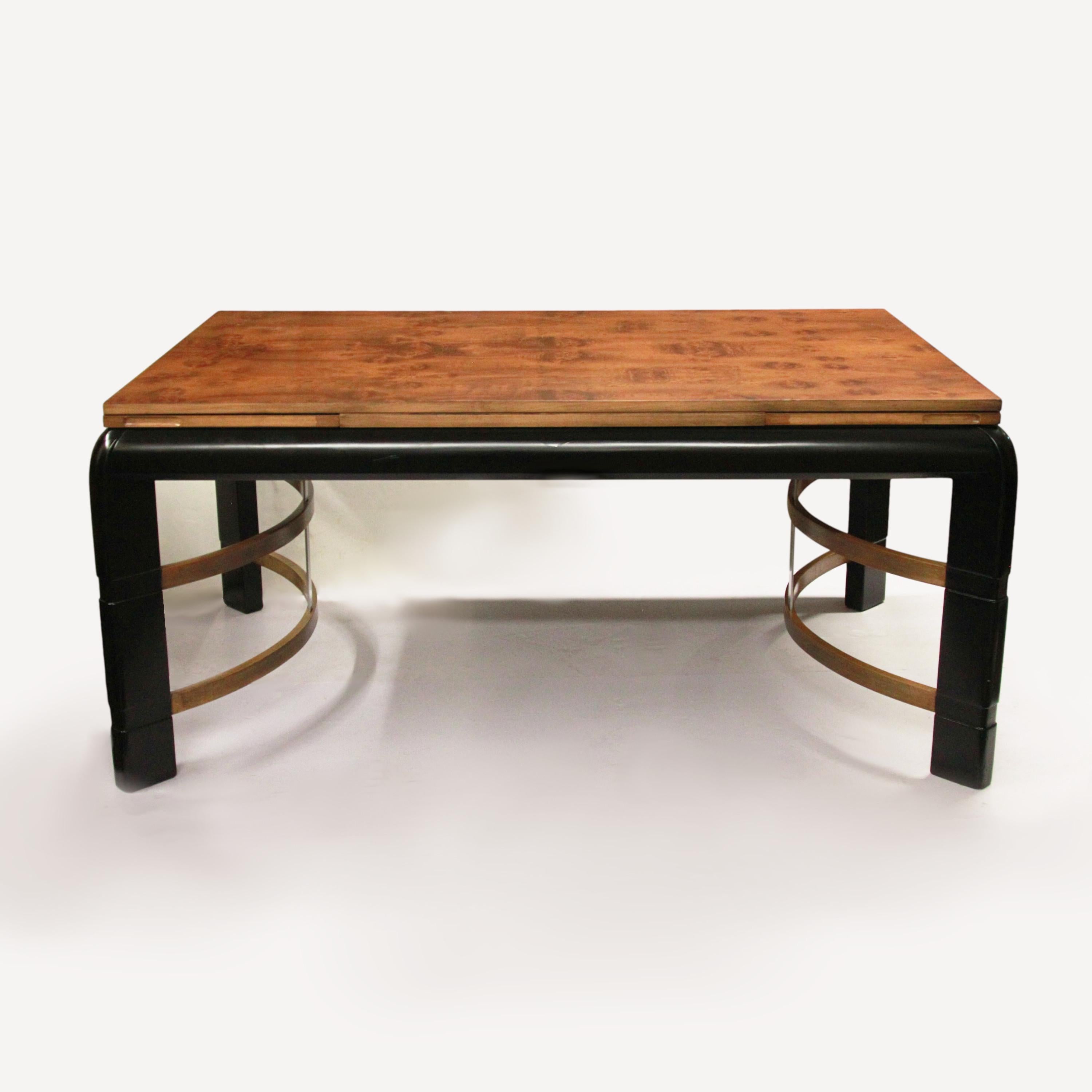 Ausziehbarer Esstisch aus Karpaten Ulme im Art déco-Stil von Donald Deskey, Maschinen (Ulmenholz) im Angebot