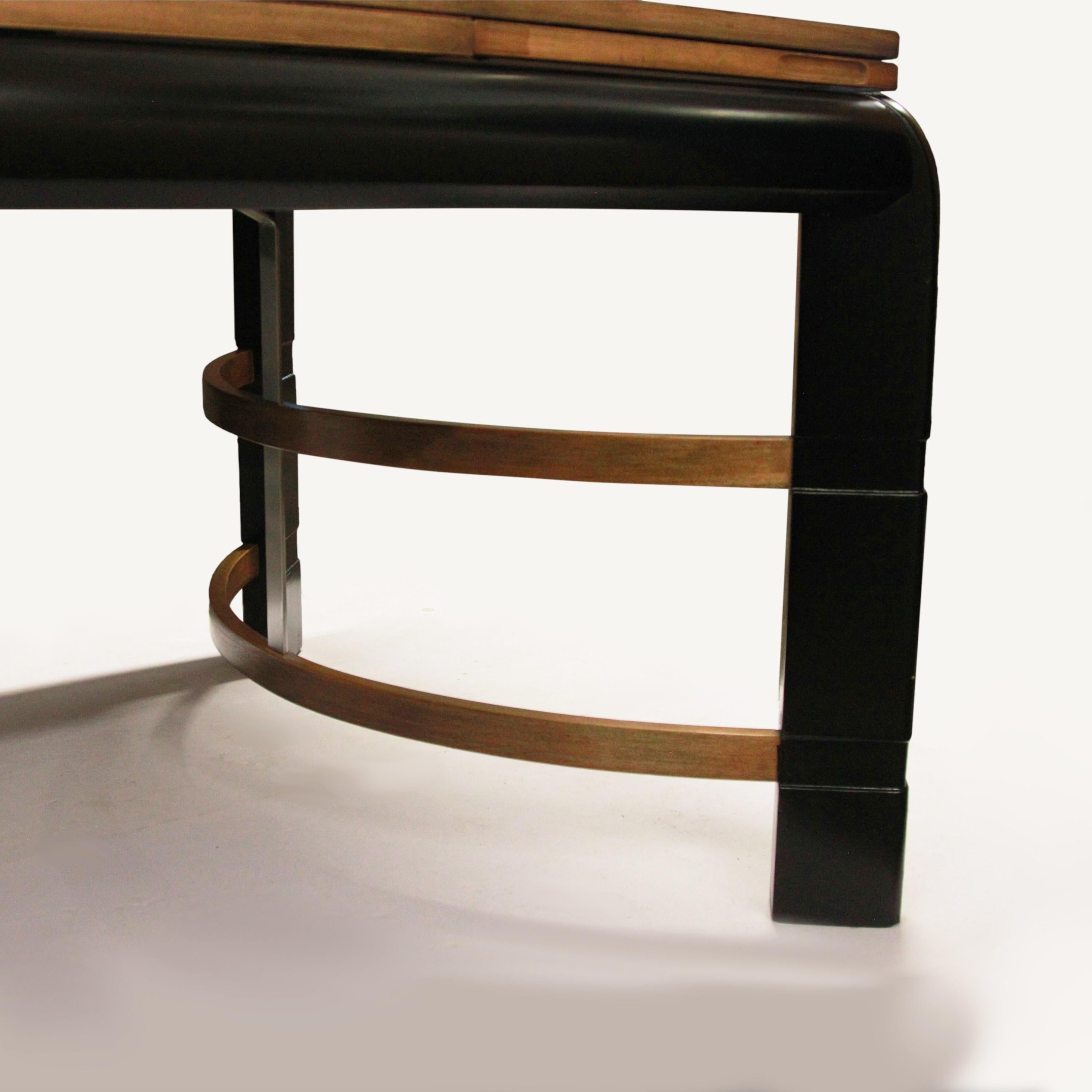 Ausziehbarer Esstisch aus Karpaten Ulme im Art déco-Stil von Donald Deskey, Maschinen im Angebot 4