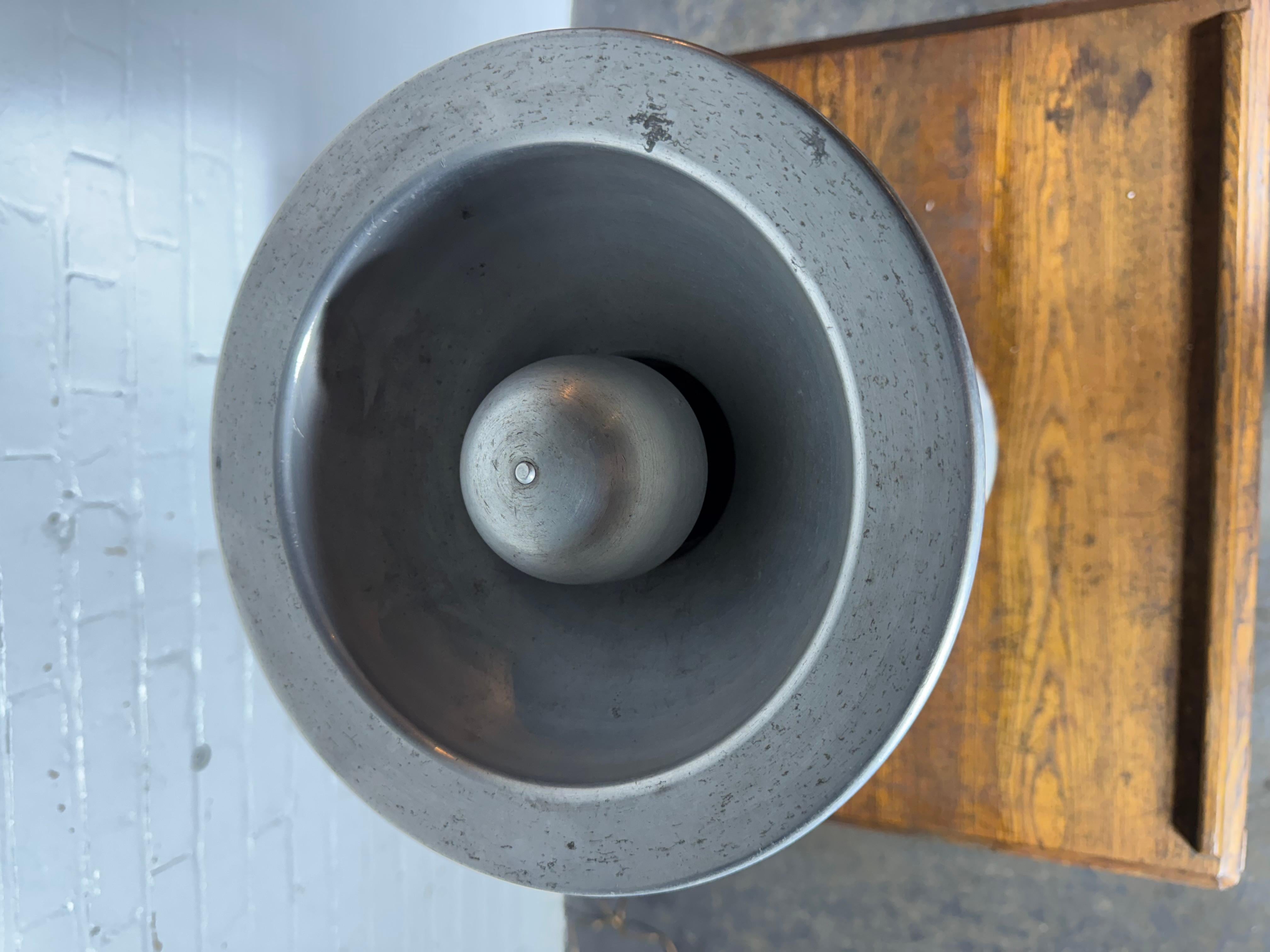 Mid-20th Century Art Deco / Machine Spun Aluminum Modernist Lobby Ash Stand / receptical For Sale