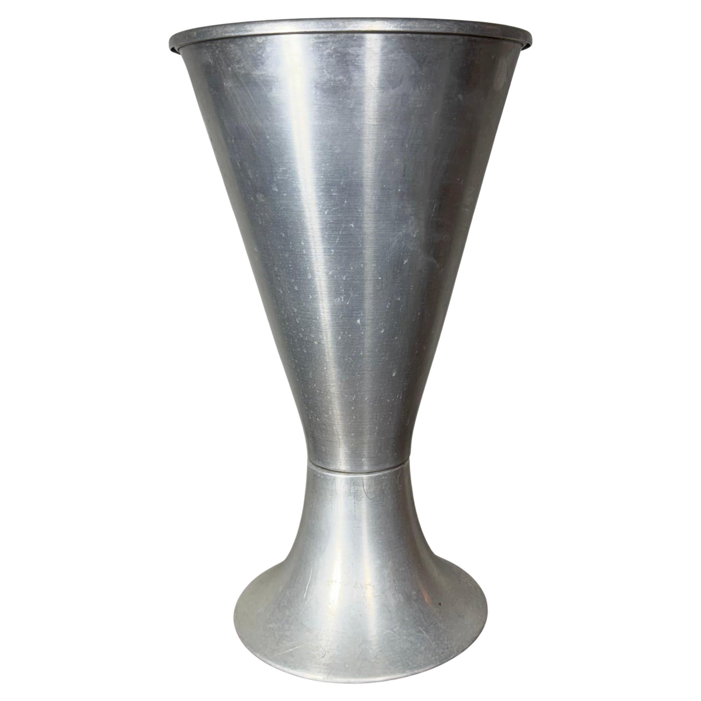 Art Deco / Machine Spun Aluminum Modernist Lobby Ash Stand / receptical