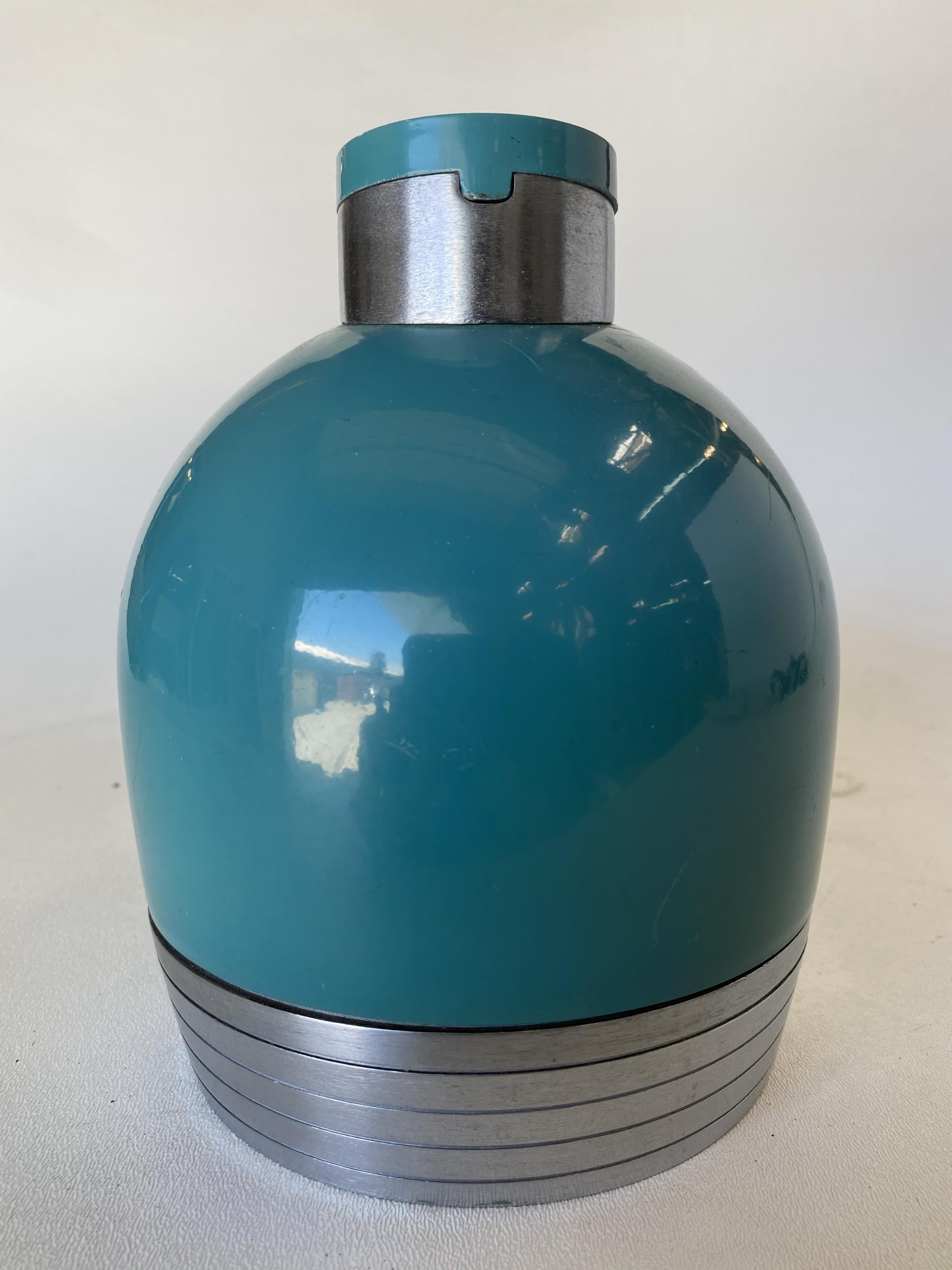 Mid-20th Century Art Deco Machined Aluminum Thermos No 539 by Henry Dreyfuss with Tray