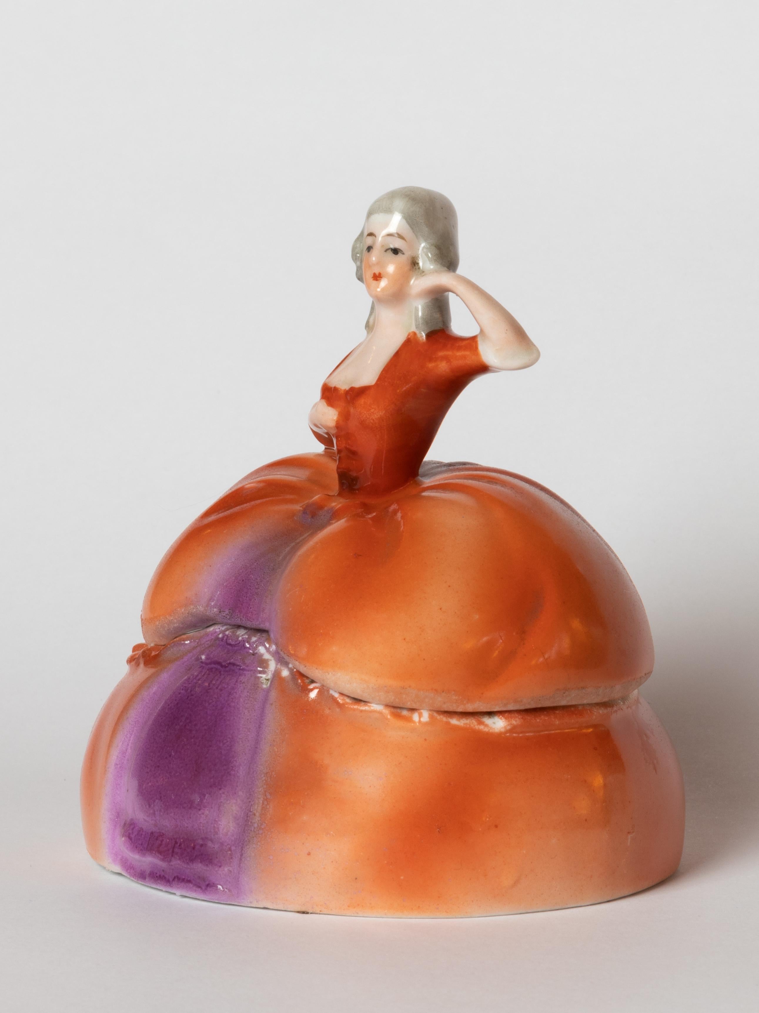 German Art Deco Madame Pompadour Powder Box Porcelain, 1929 For Sale