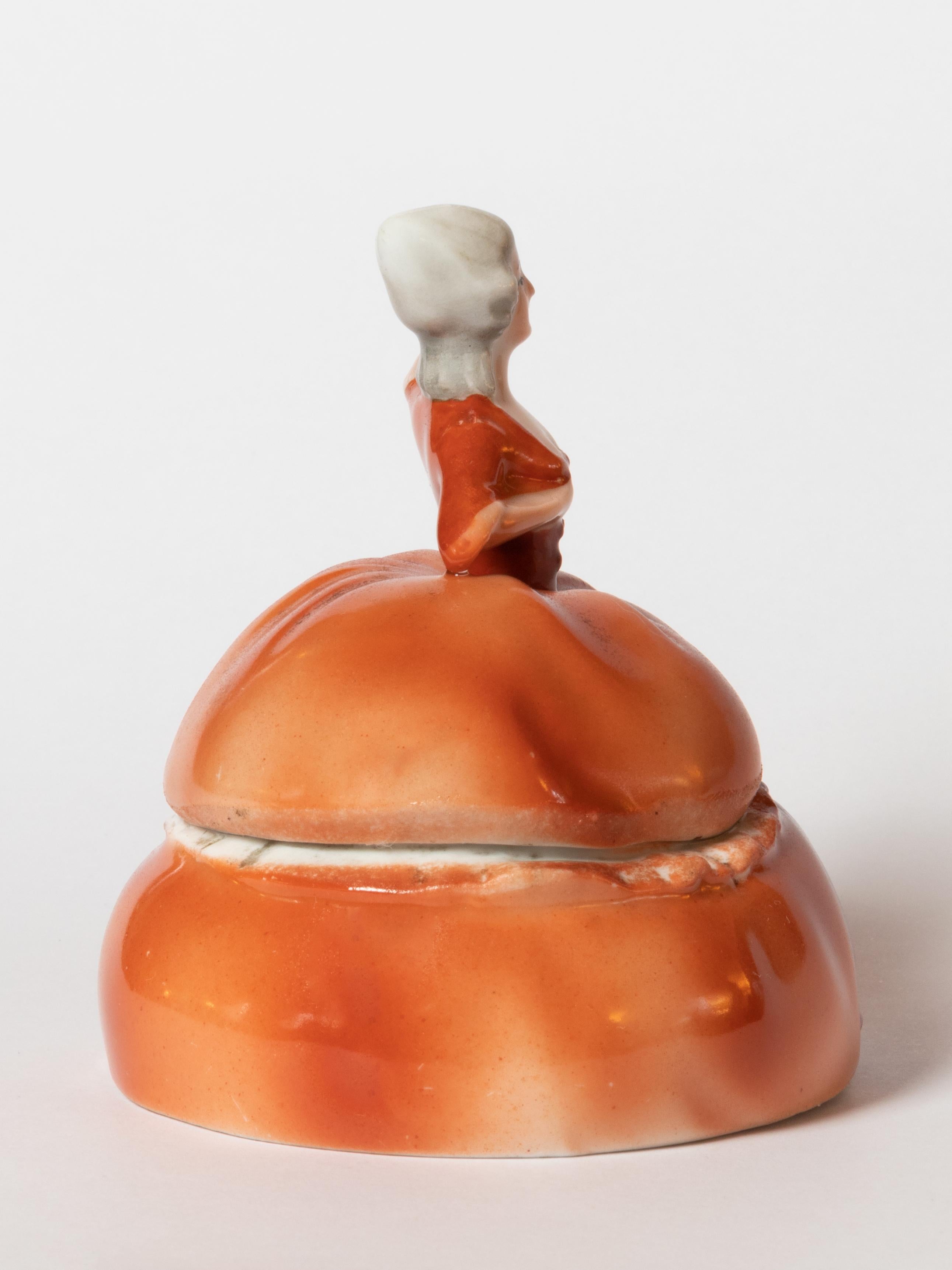 20th Century Art Deco Madame Pompadour Powder Box Porcelain, 1929 For Sale