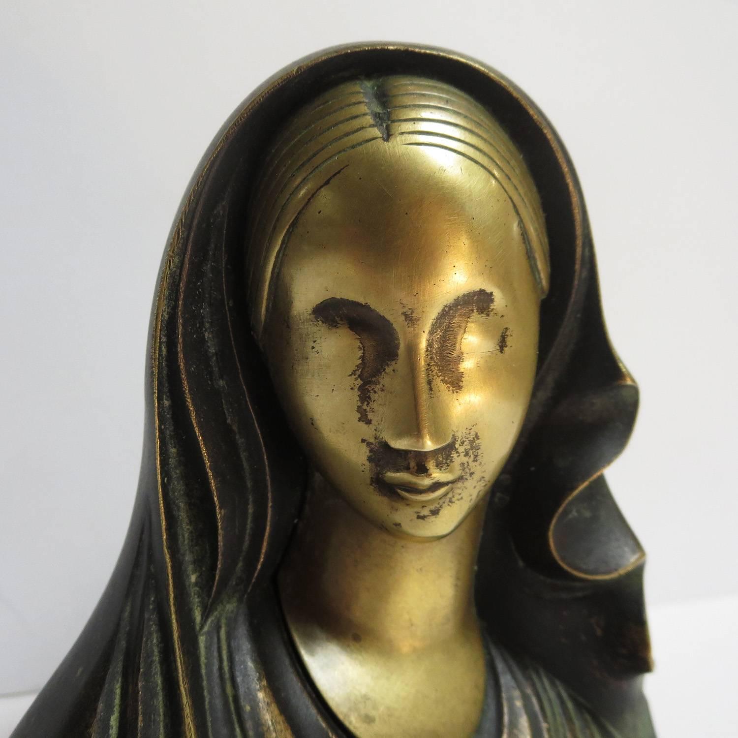Austrian Art Deco Madonna Virgin Mary Sculpture by Karl Hagenauer