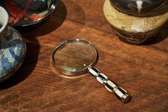 Art Deco Magnifying Glass in Mother of Pearl and Silver Plate 1930s