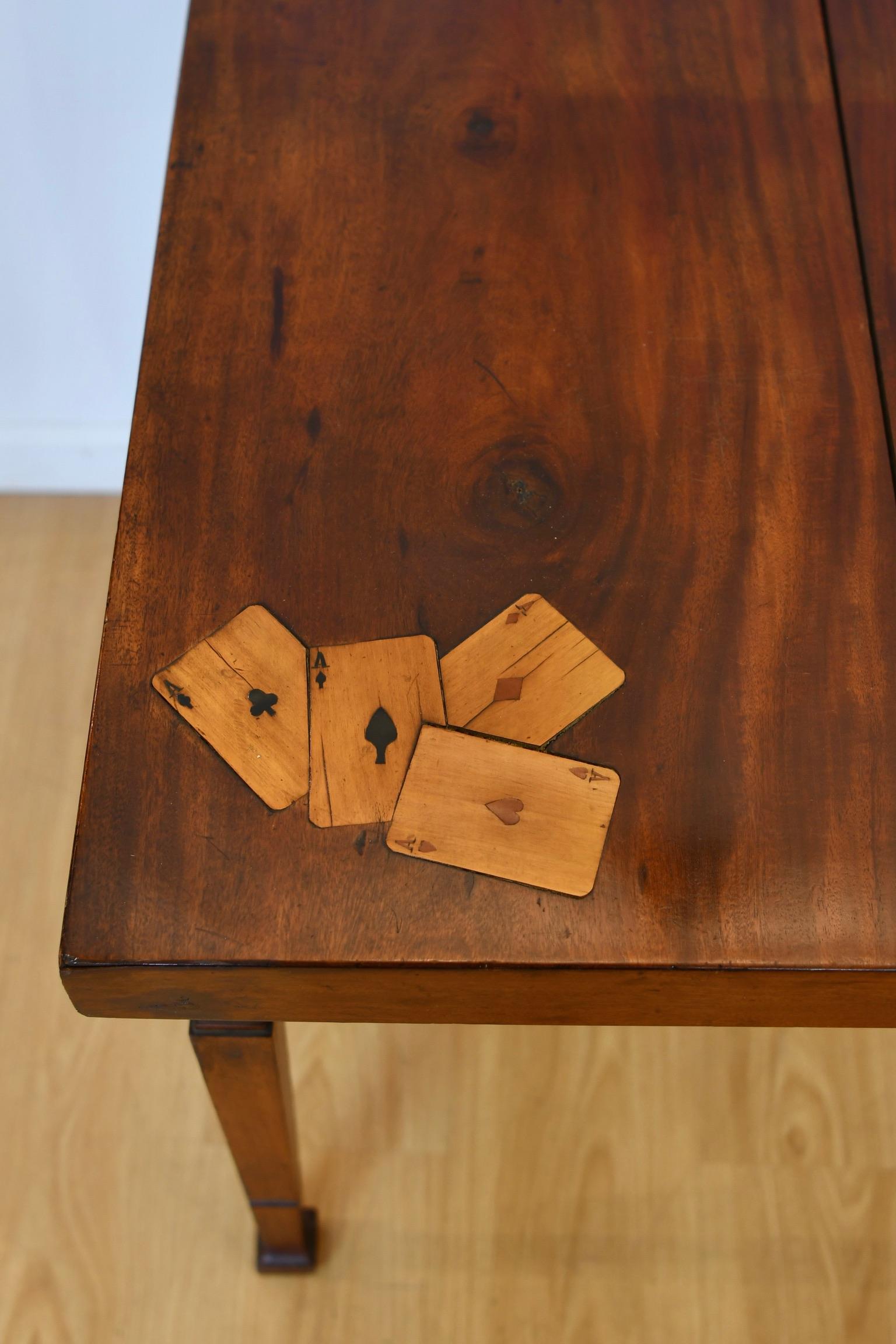 Unknown Art Deco Mahogany Aces Inlay Card Table