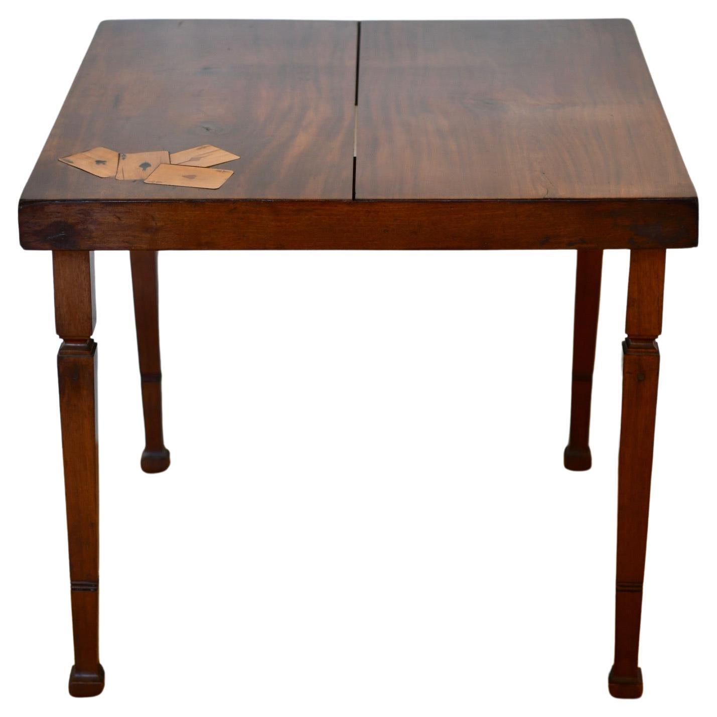 Art Deco Mahogany Aces Inlay Card Table For Sale